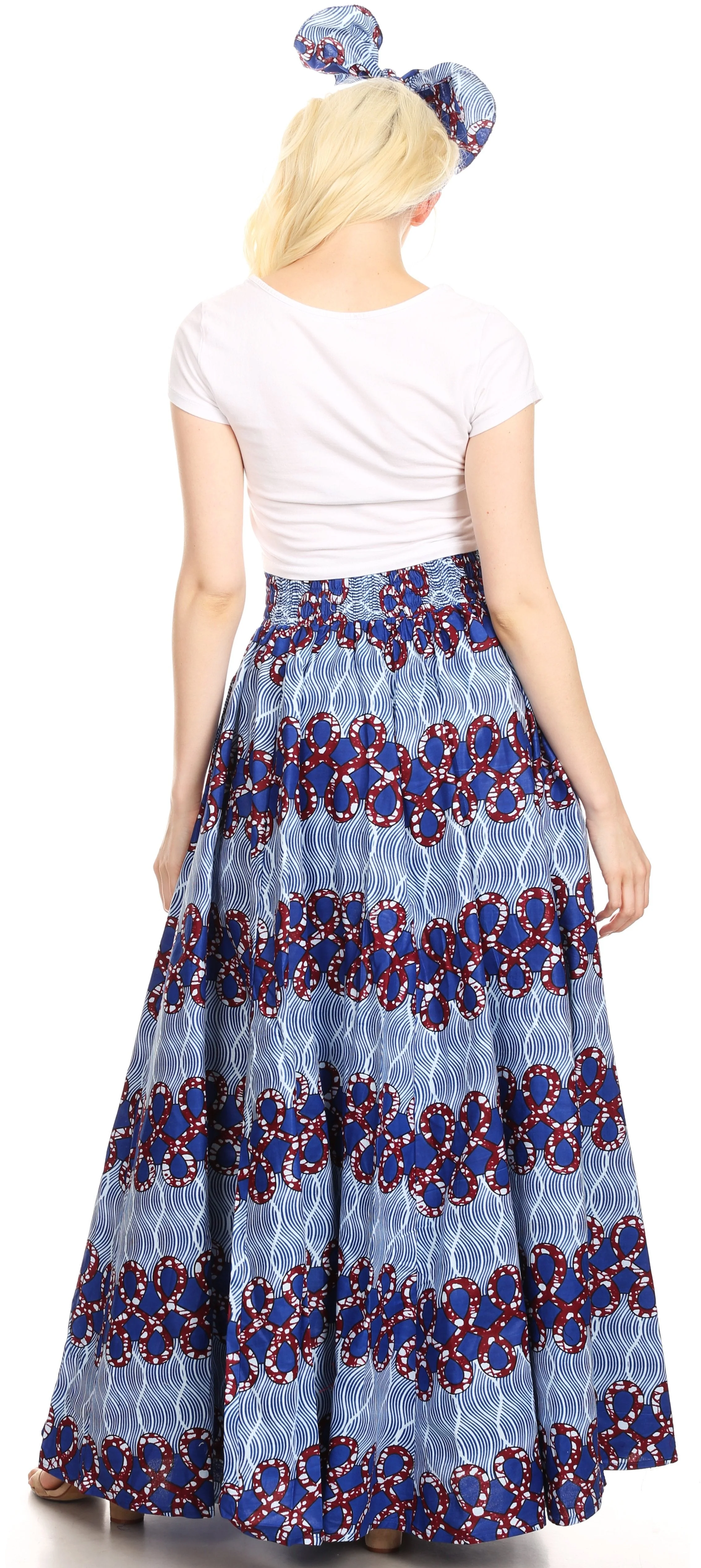 Sakkas Asma Convertible Traditional Wax Print Adjustable Strap Maxi Skirt | Dress - Image 56