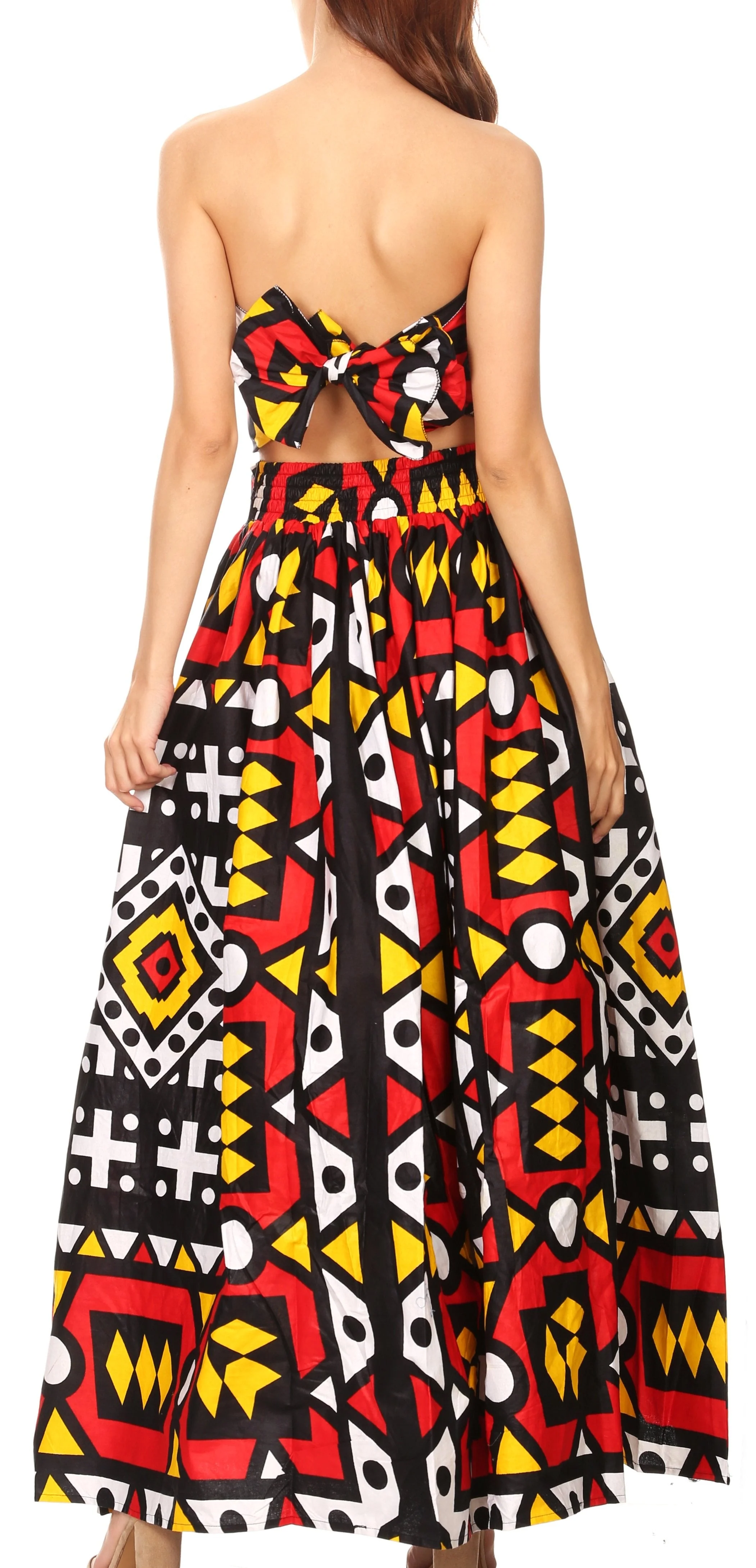Sakkas Asma Convertible Traditional Wax Print Adjustable Strap Maxi Skirt | Dress - Image 98