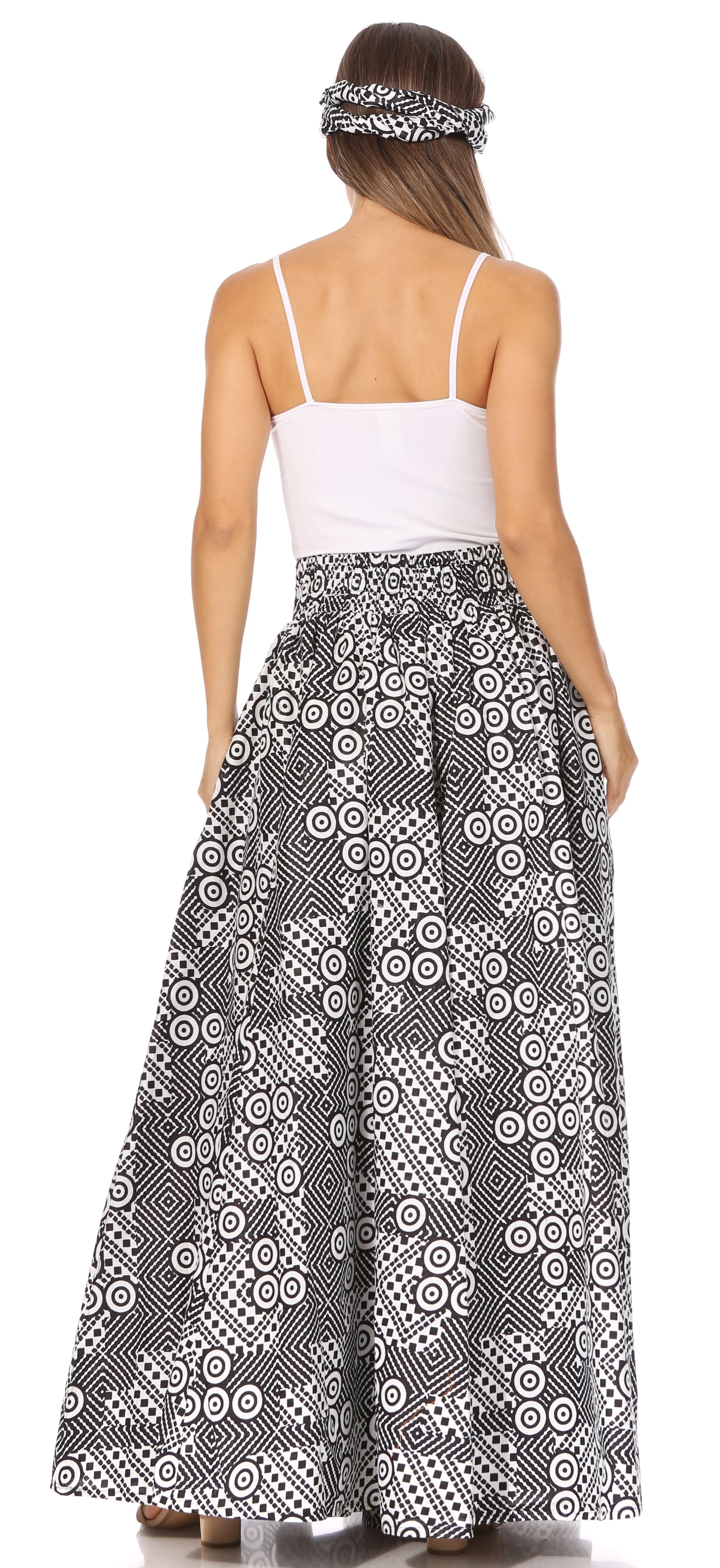 Sakkas Asma's Second Convertible Traditional Wax Print Maxi Skirt with Adjustable Straps - Image 27