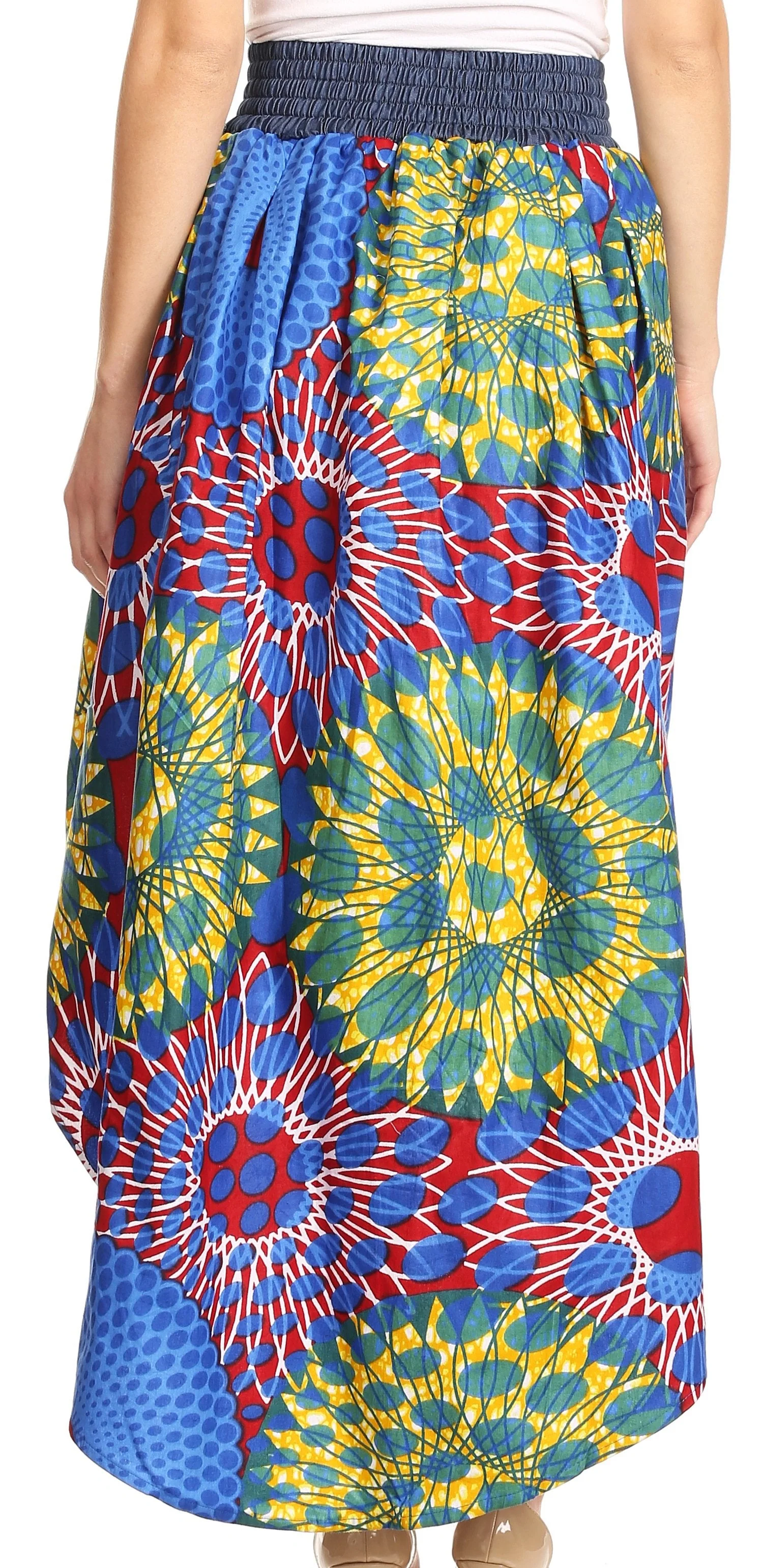 Sakkas Bahati Hi Low Mermaid African Ankara Dutch Wax Cotton Skirt Colorful - Image 2