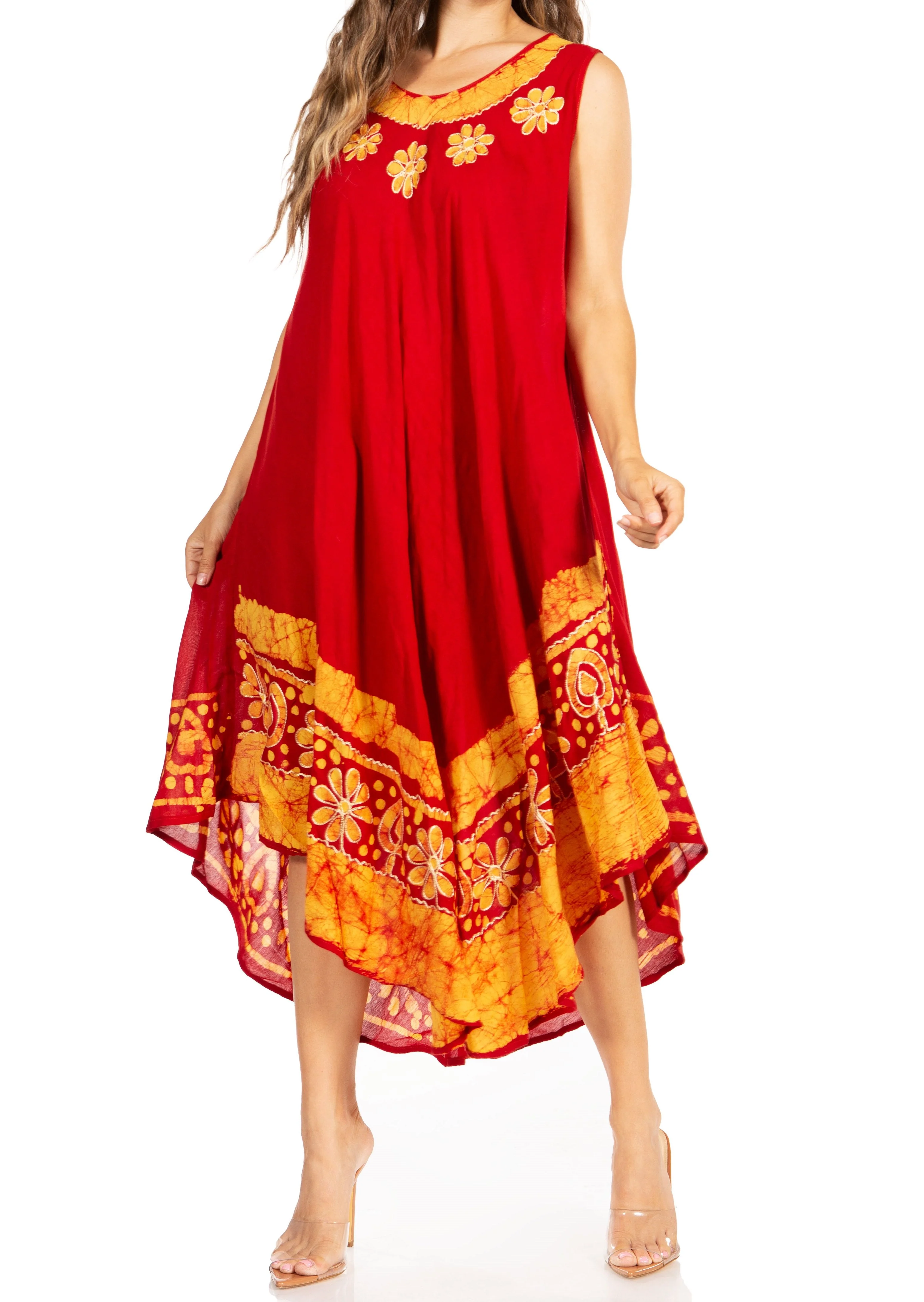 Sakkas Batik Flower Caftan Tank Dress / Cover Up - Image 105