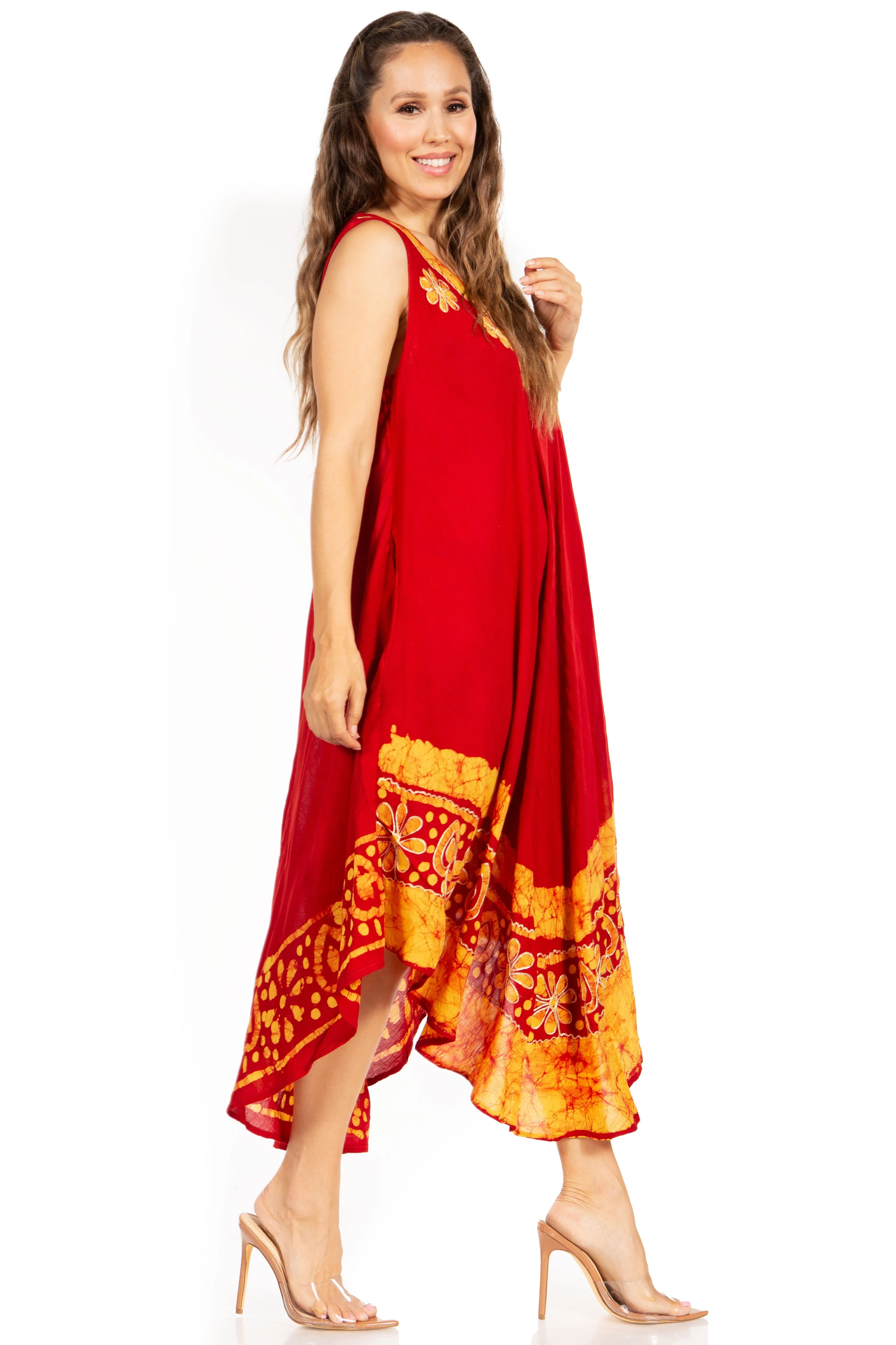 Sakkas Batik Flower Caftan Tank Dress / Cover Up - Image 107