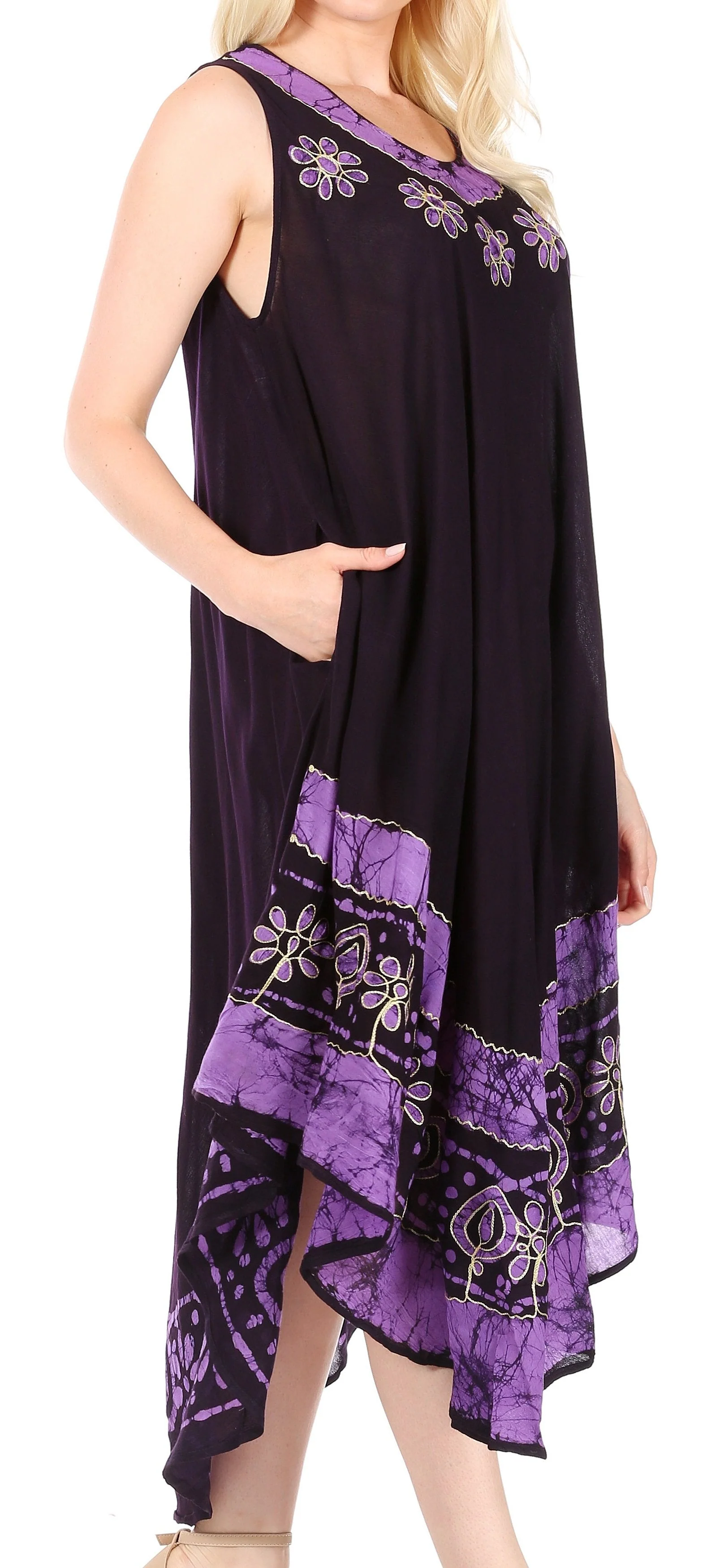 Sakkas Batik Flower Caftan Tank Dress / Cover Up - Image 112