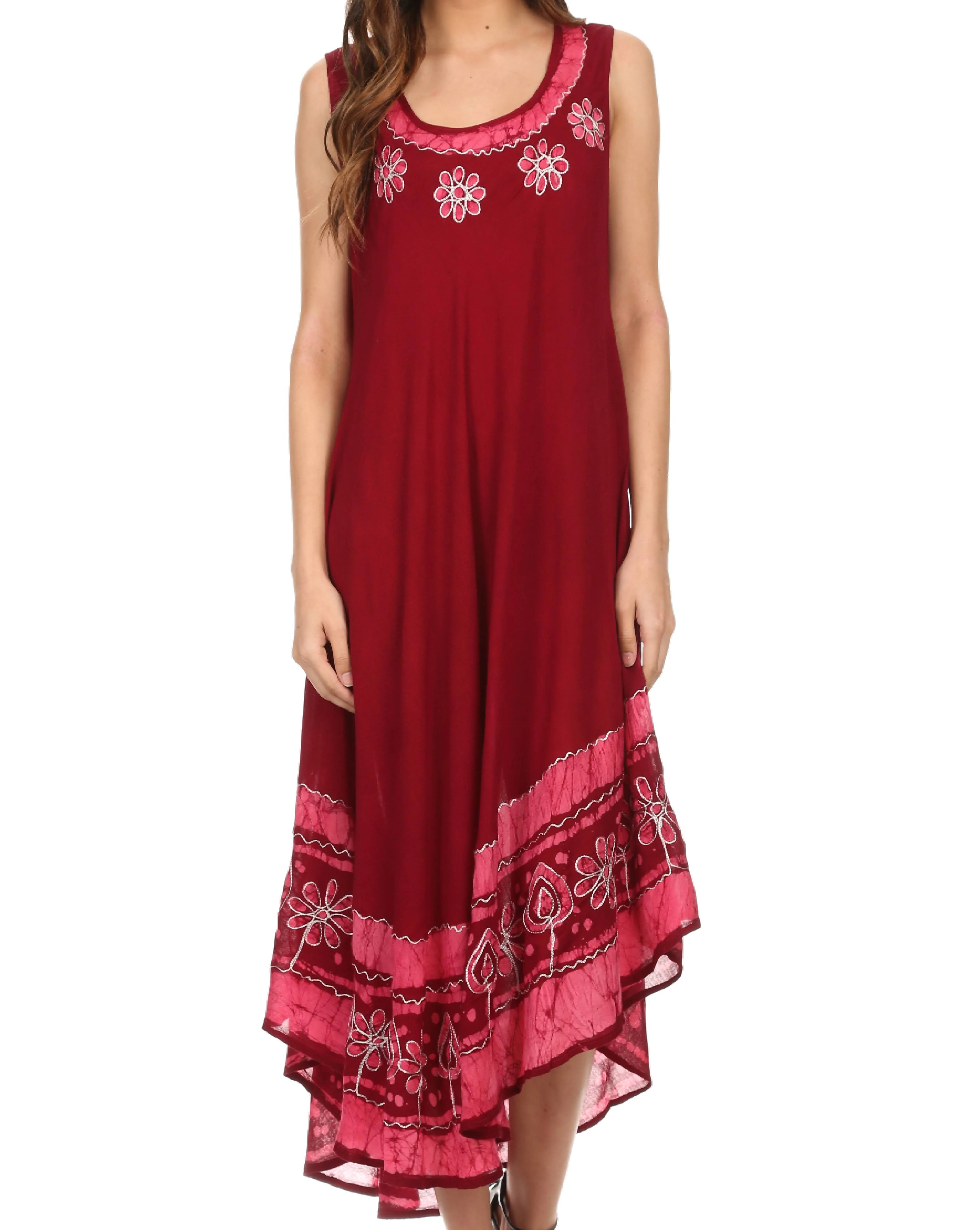 Sakkas Batik Flower Caftan Tank Dress / Cover Up - Image 115