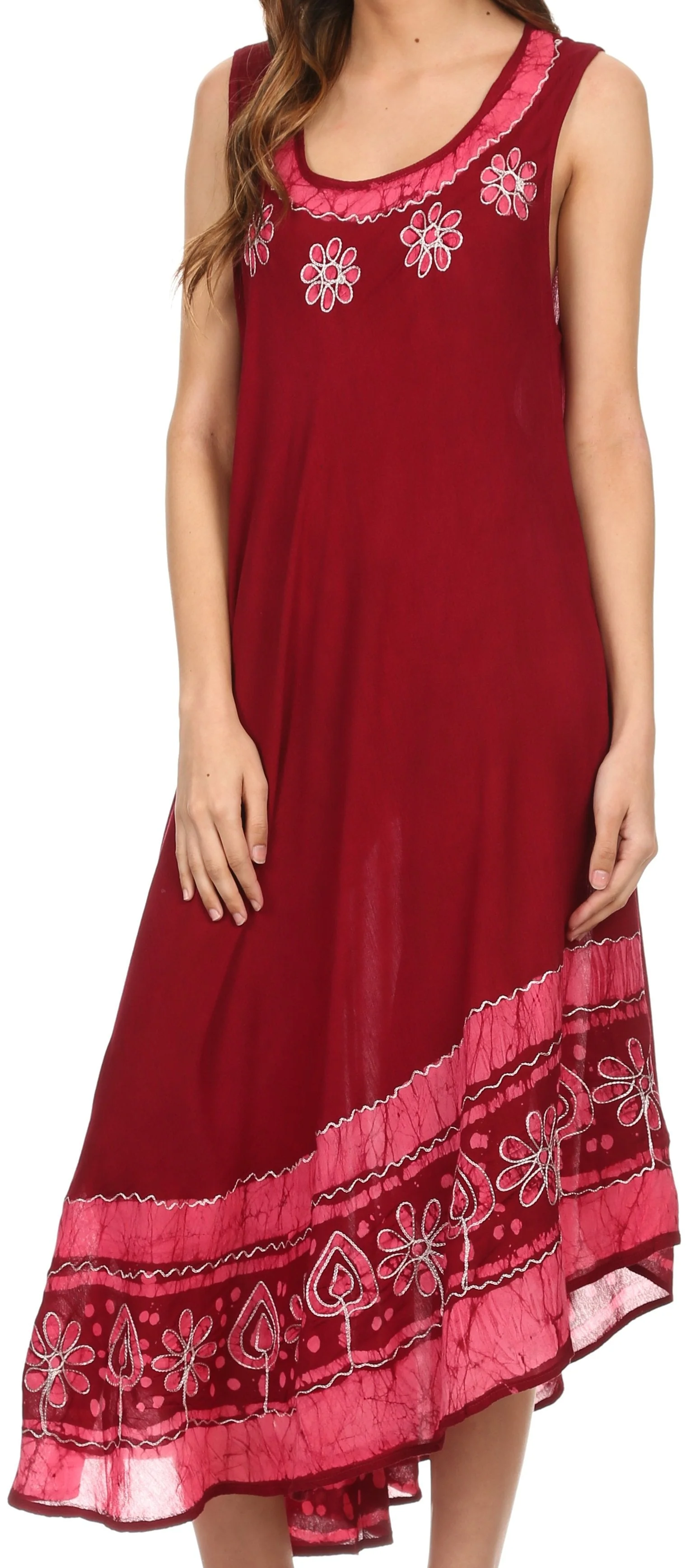 Sakkas Batik Flower Caftan Tank Dress / Cover Up - Image 118