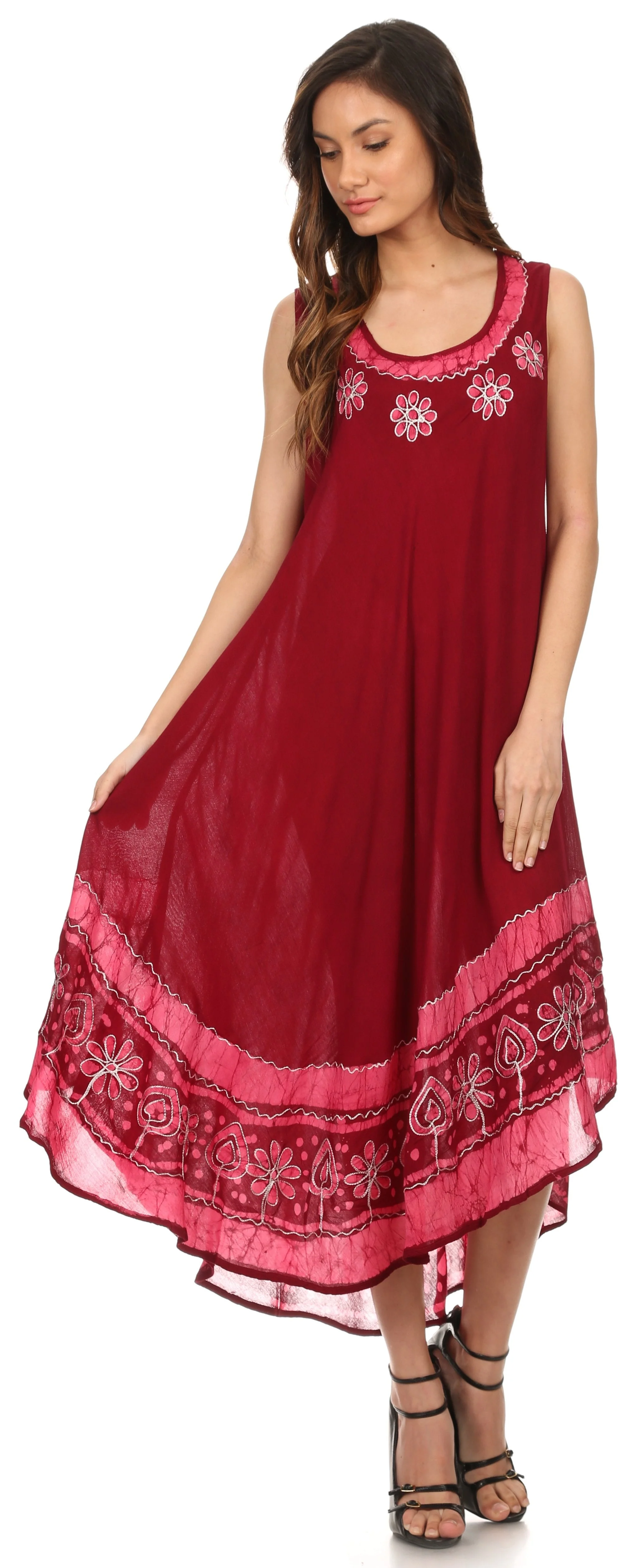 Sakkas Batik Flower Caftan Tank Dress / Cover Up - Image 119