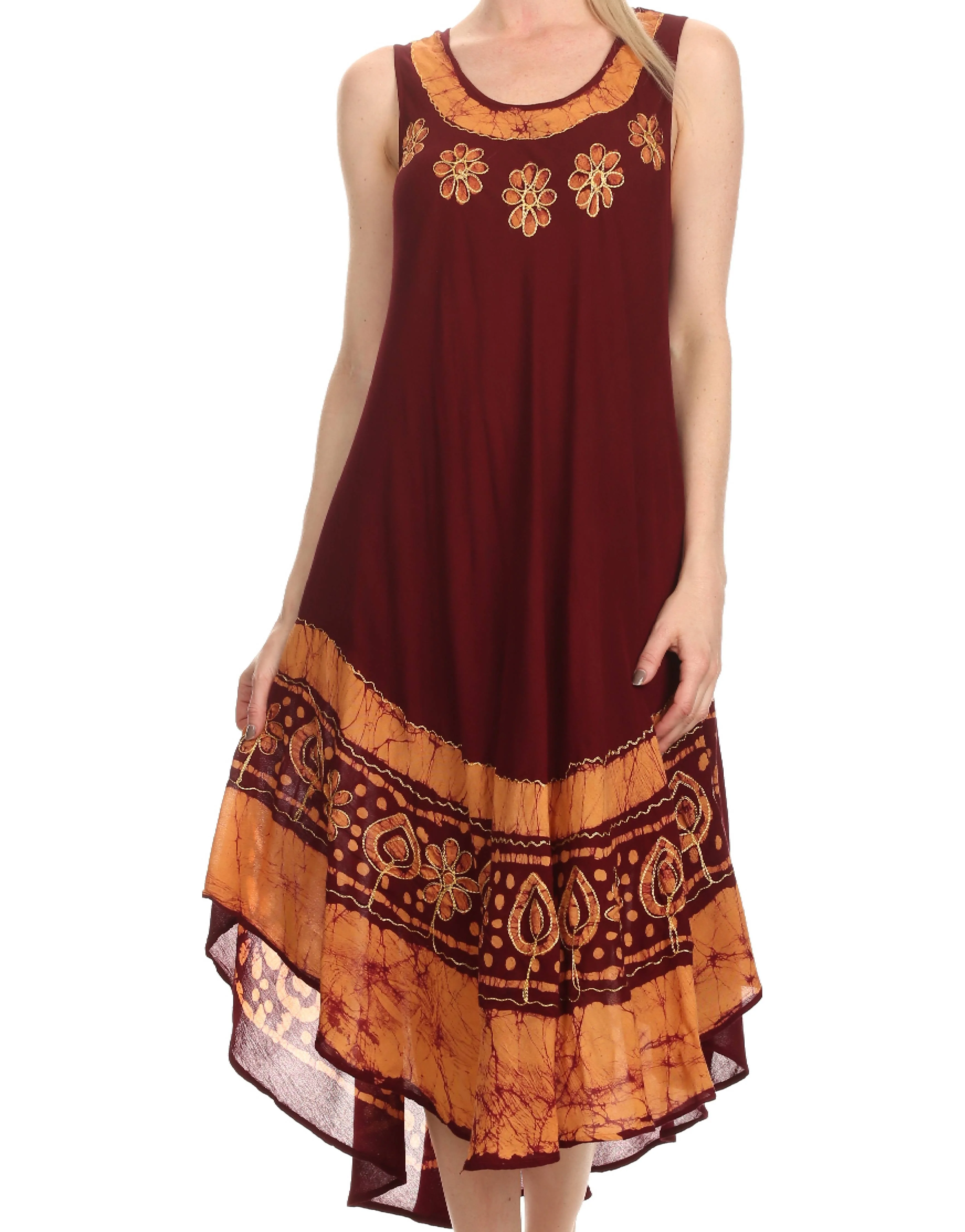 Sakkas Batik Flower Caftan Tank Dress / Cover Up - Image 120