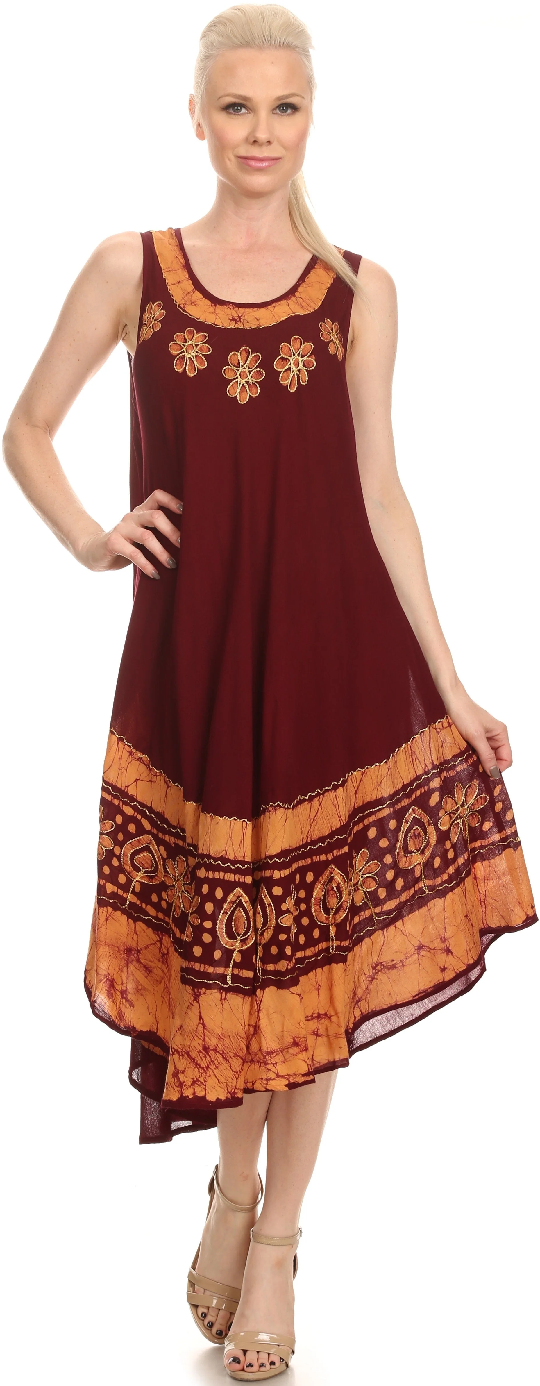 Sakkas Batik Flower Caftan Tank Dress / Cover Up - Image 124