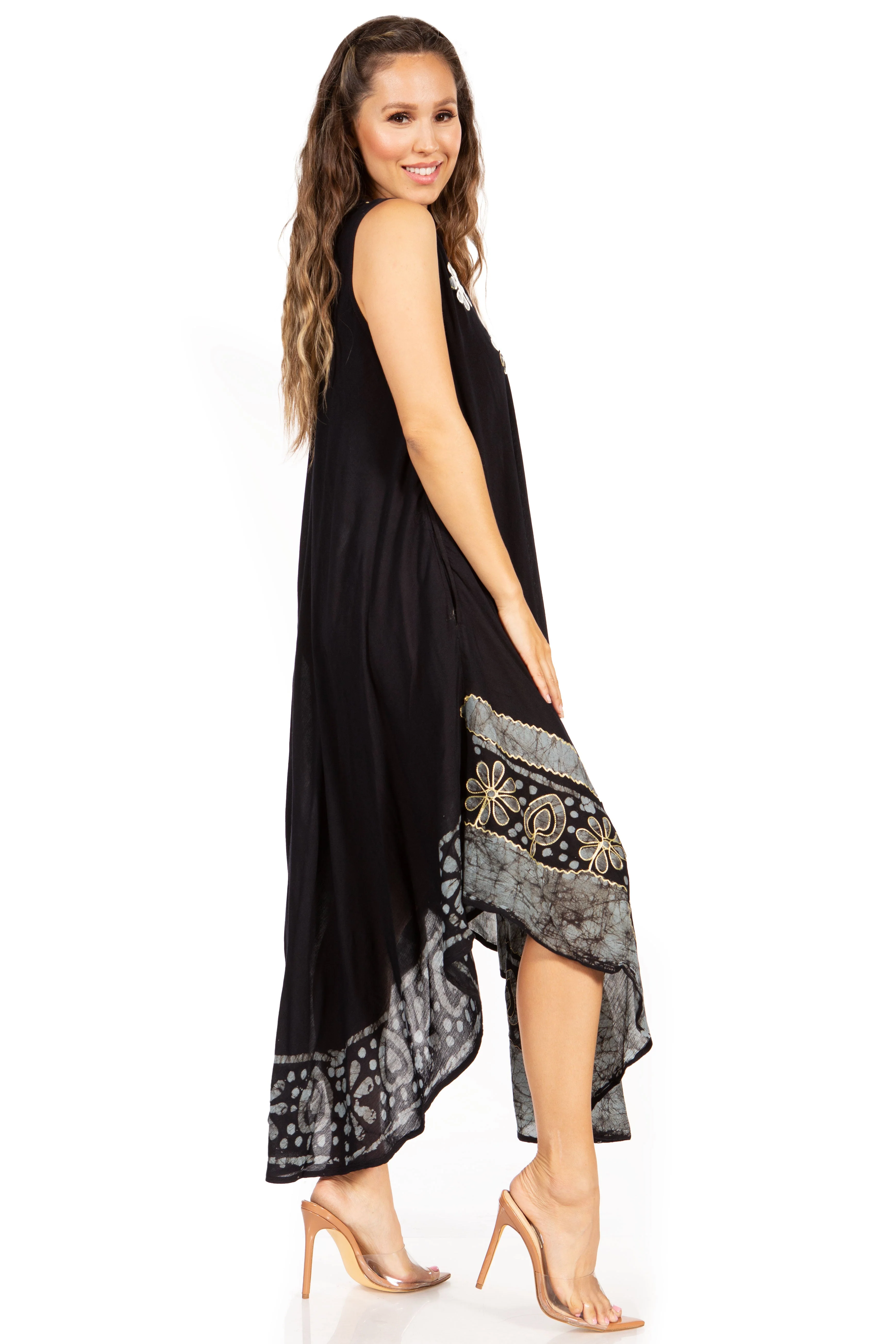 Sakkas Batik Flower Caftan Tank Dress / Cover Up - Image 127