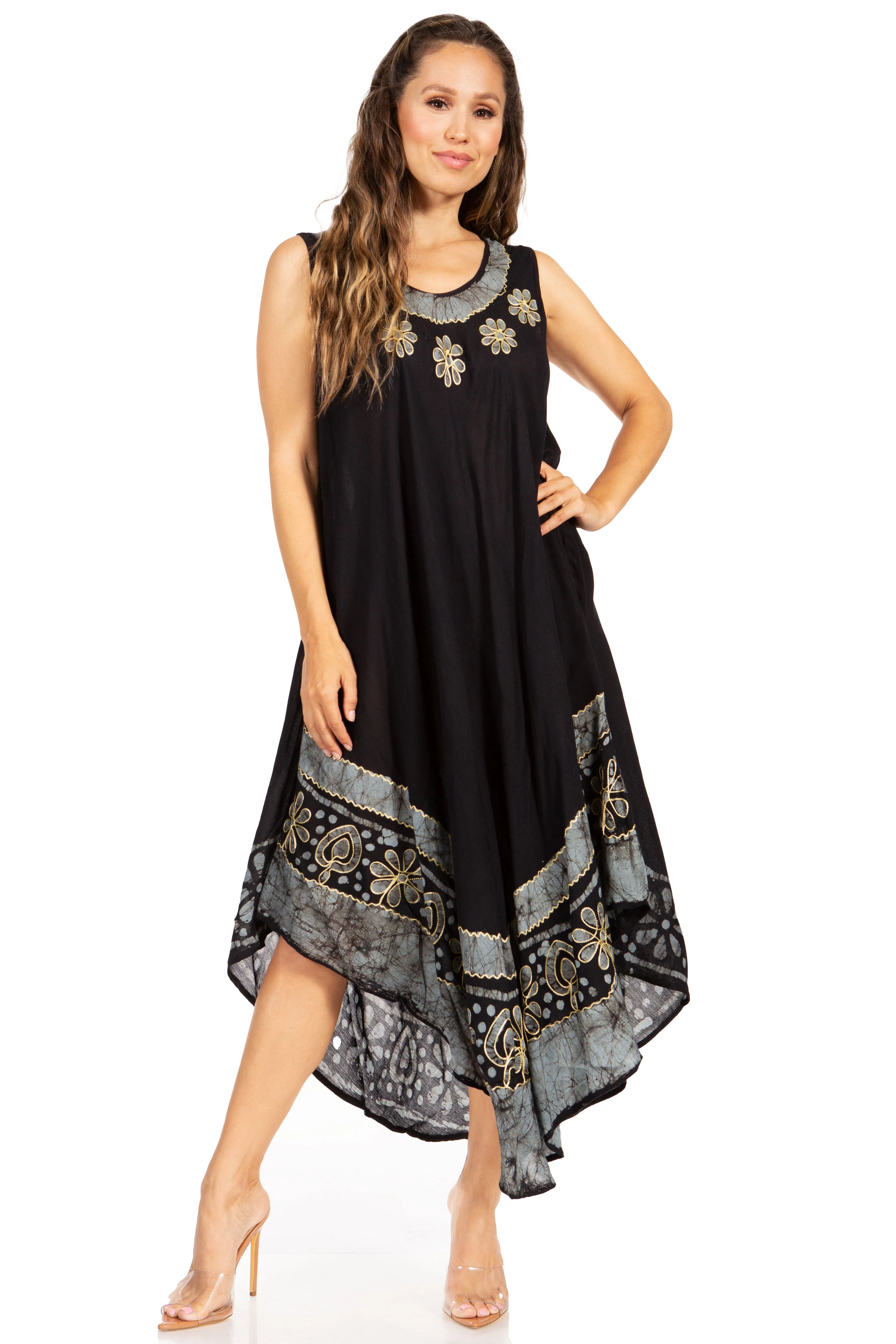 Sakkas Batik Flower Caftan Tank Dress / Cover Up - Image 129