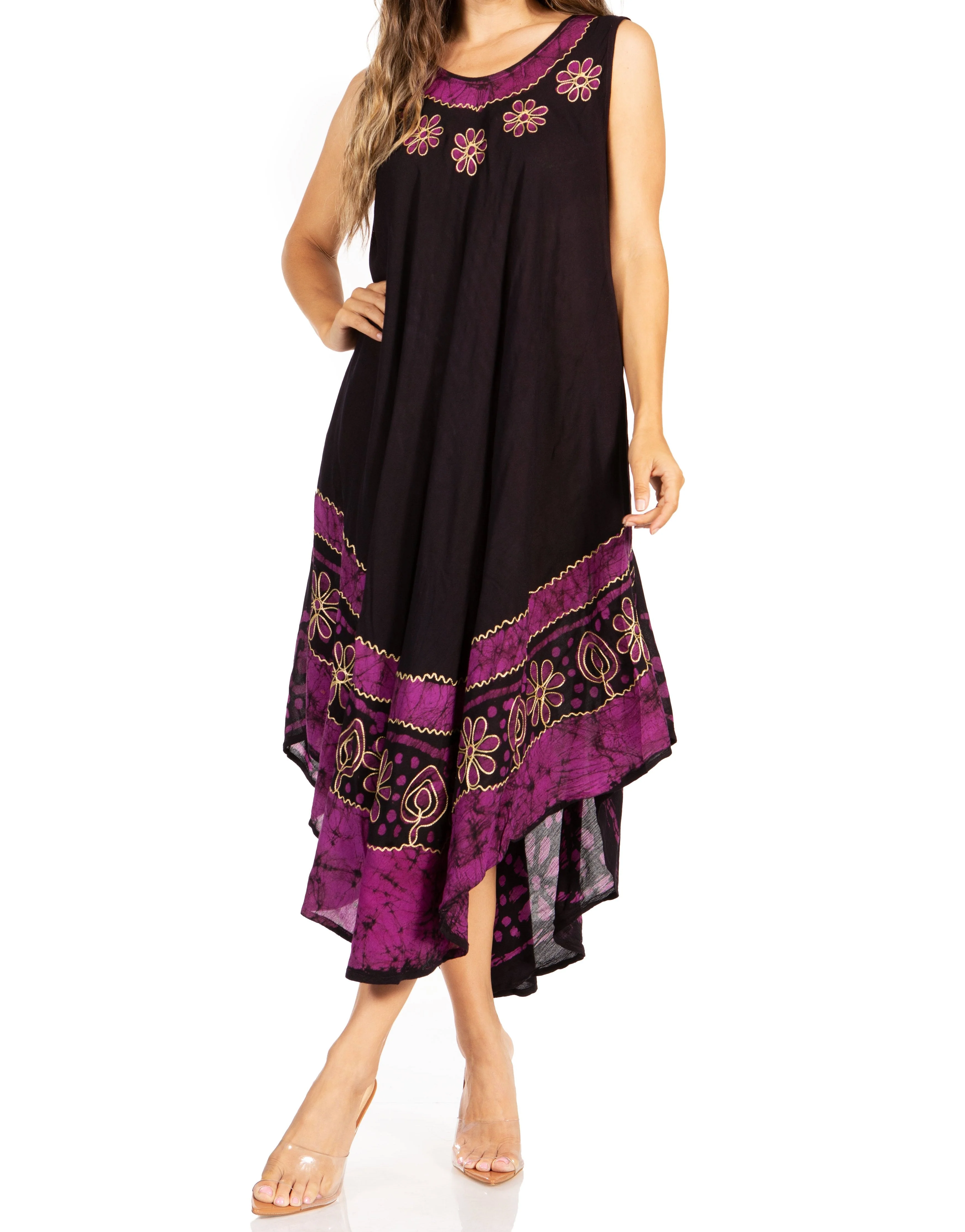 Sakkas Batik Flower Caftan Tank Dress / Cover Up - Image 21