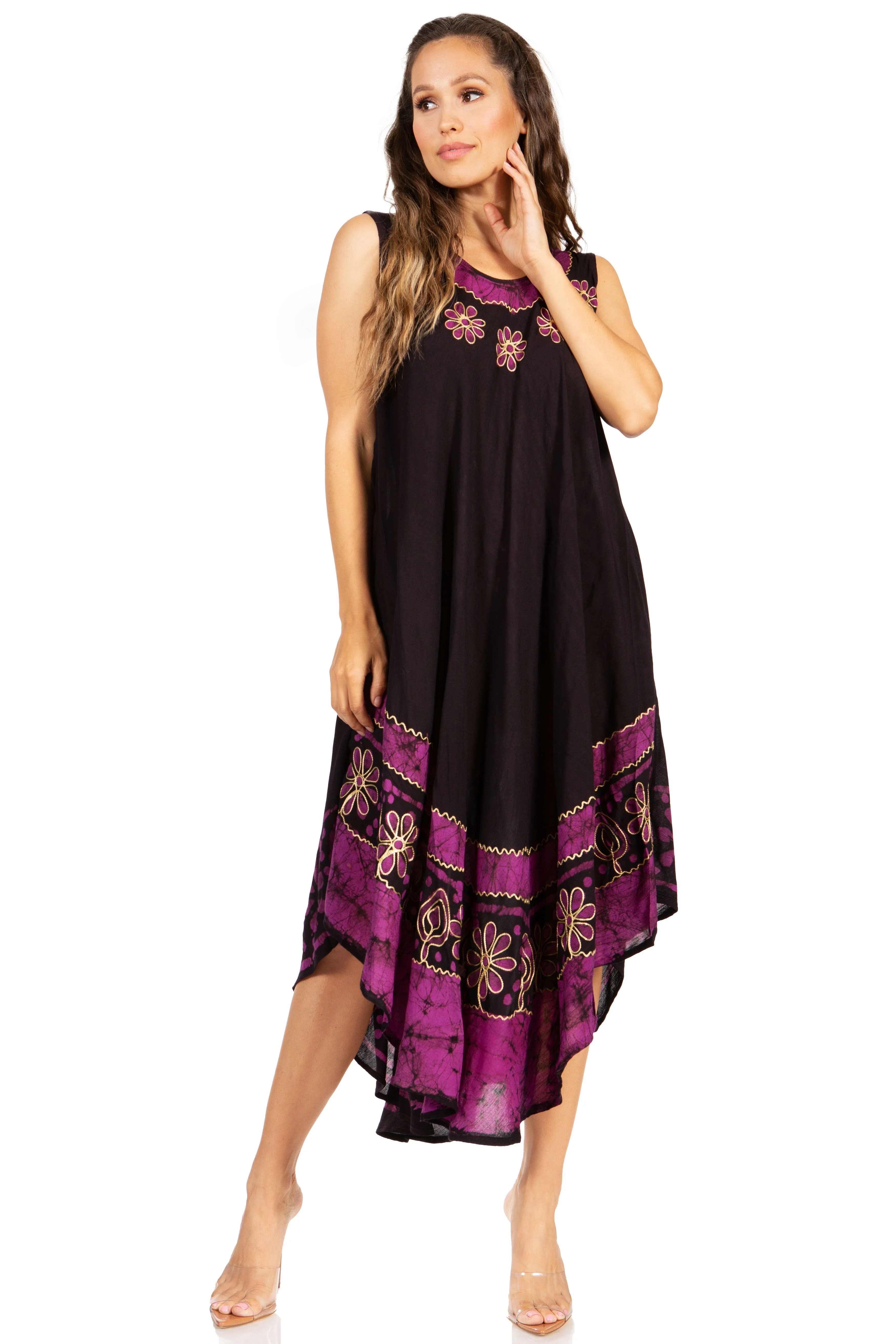 Sakkas Batik Flower Caftan Tank Dress / Cover Up - Image 25