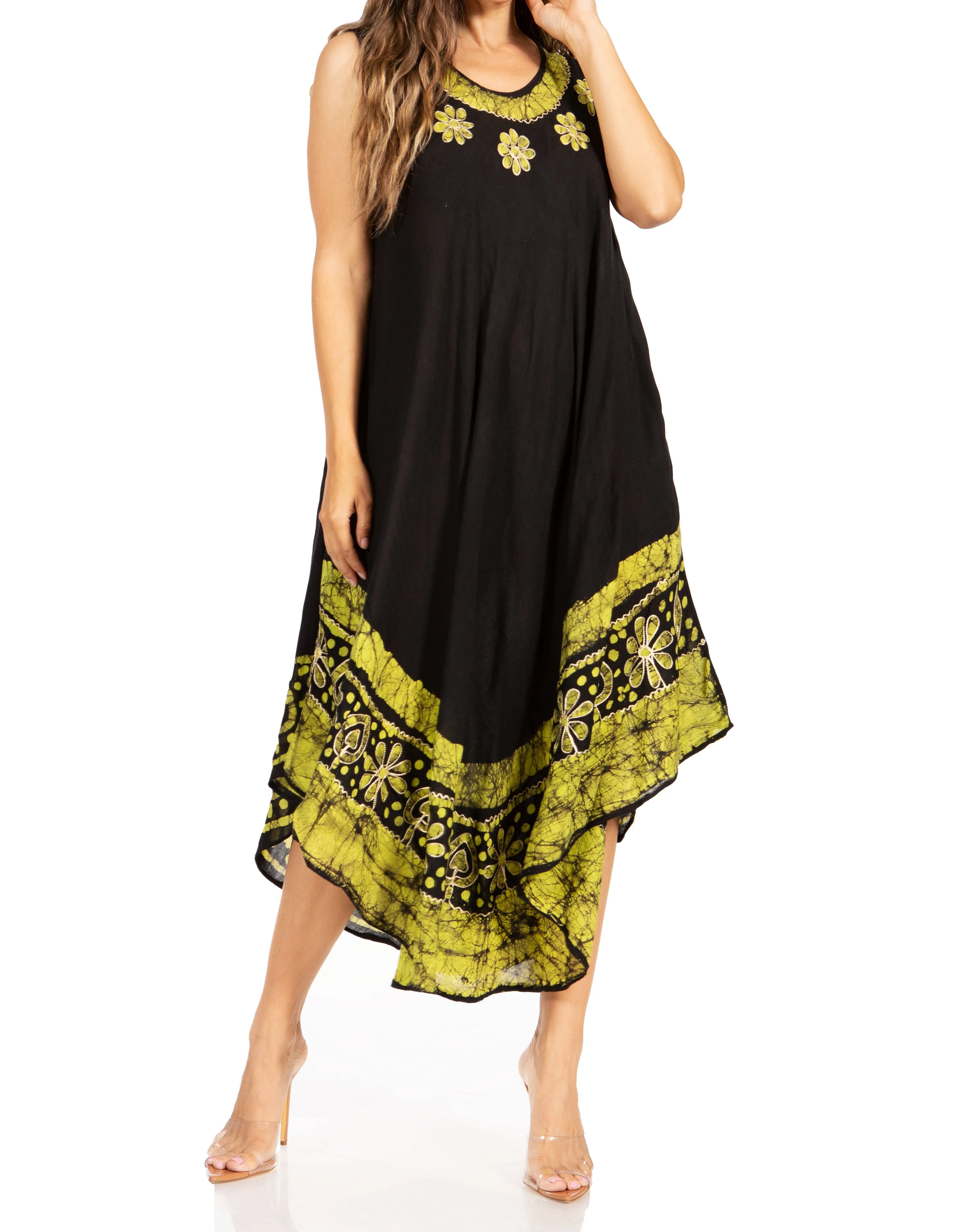 Sakkas Batik Flower Caftan Tank Dress / Cover Up - Image 32