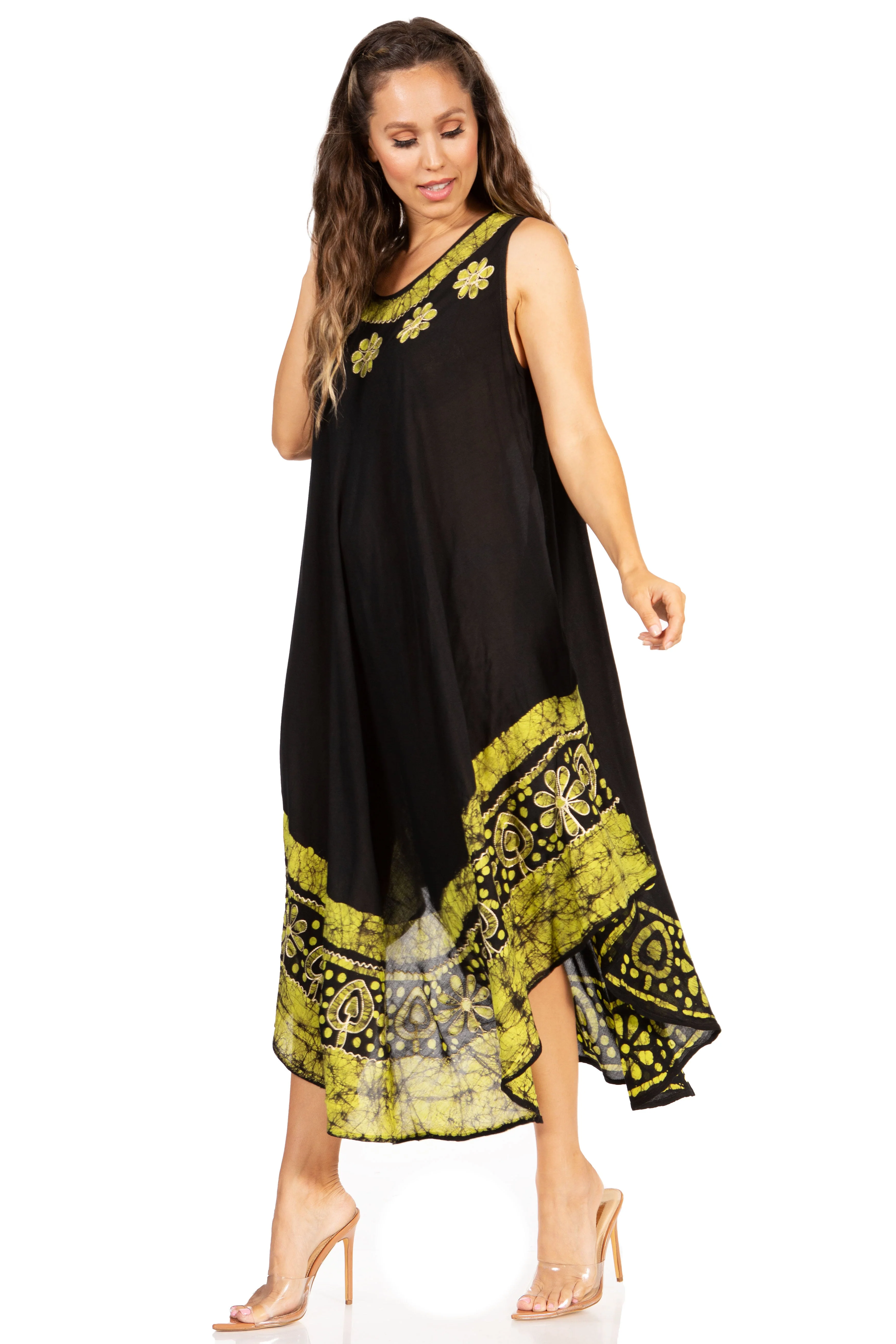 Sakkas Batik Flower Caftan Tank Dress / Cover Up - Image 35