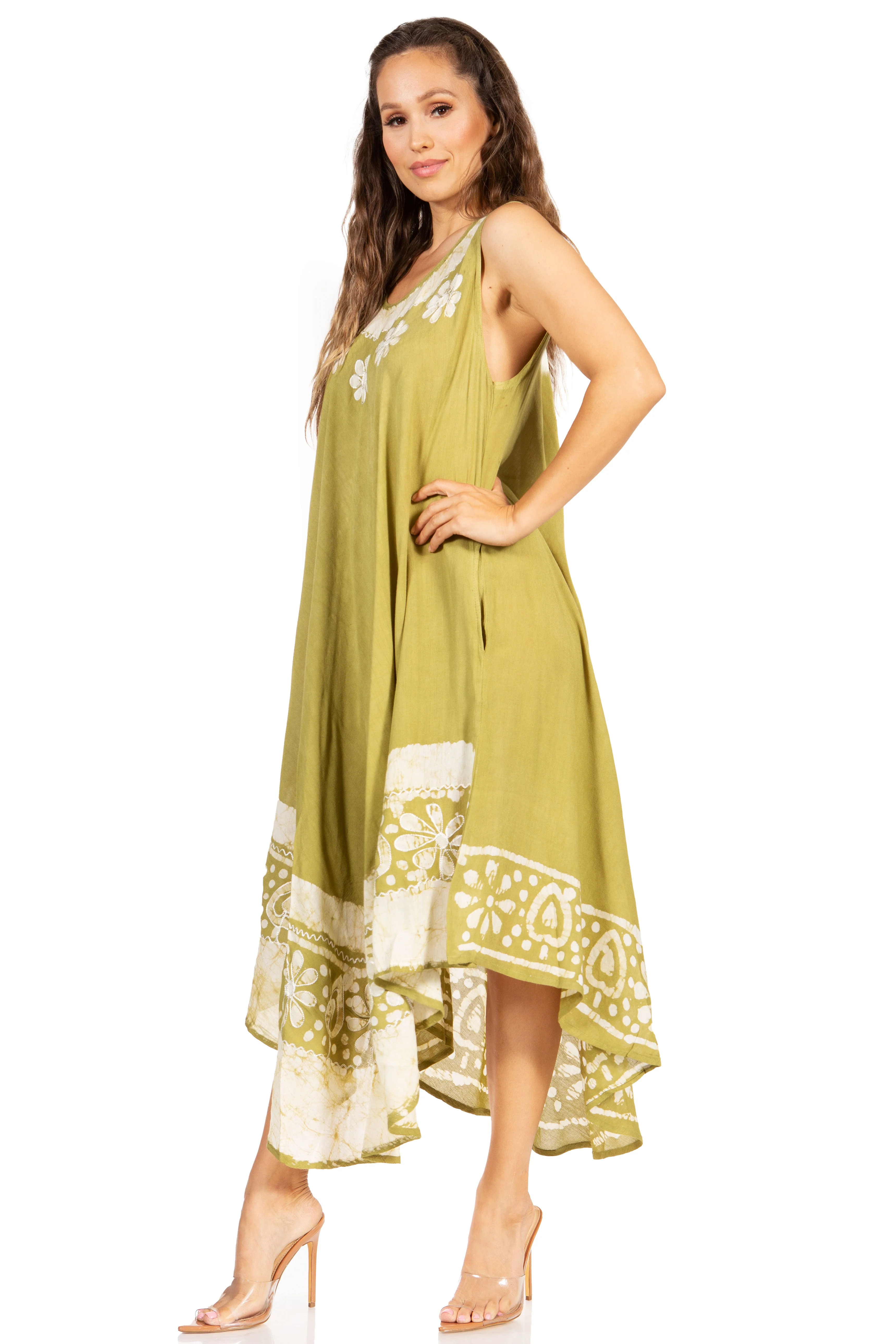Sakkas Batik Flower Caftan Tank Dress / Cover Up - Image 4