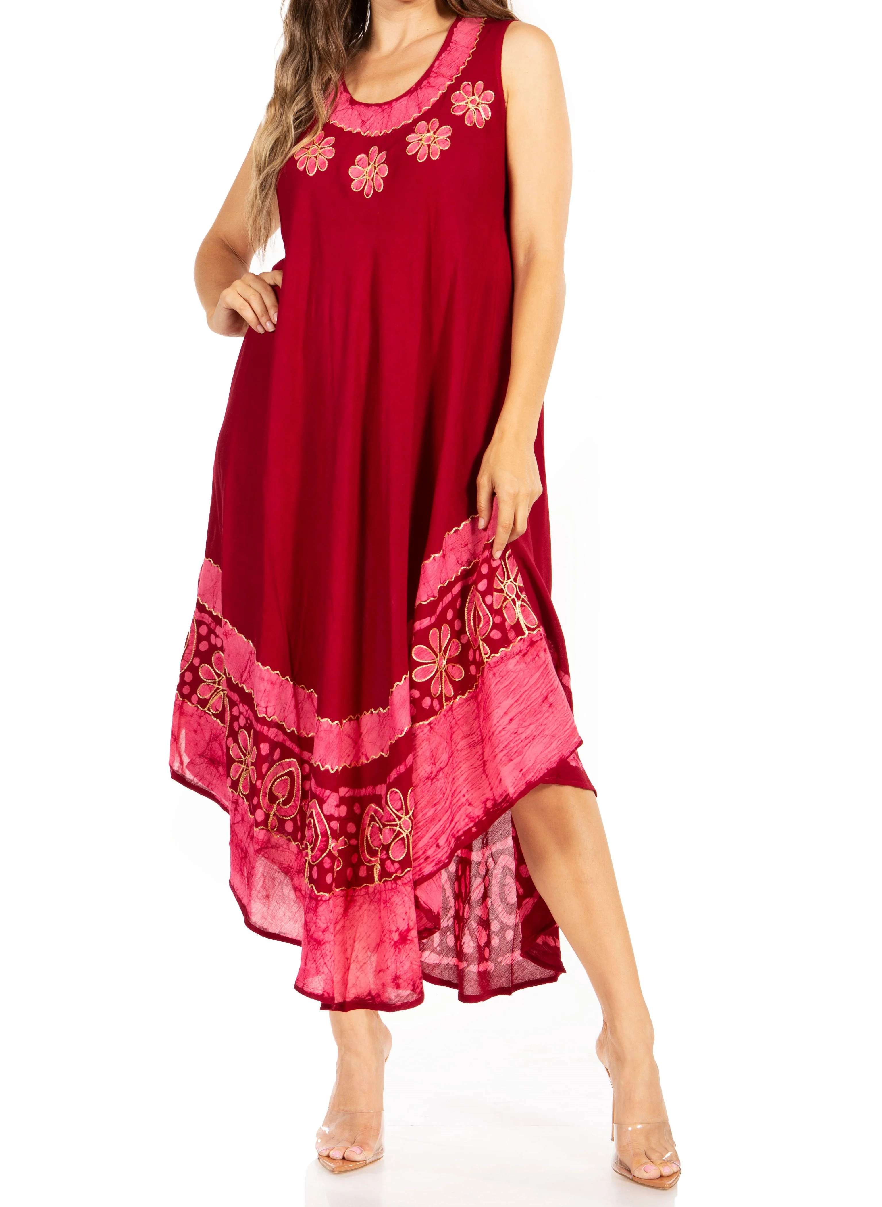 Sakkas Batik Flower Caftan Tank Dress / Cover Up - Image 43