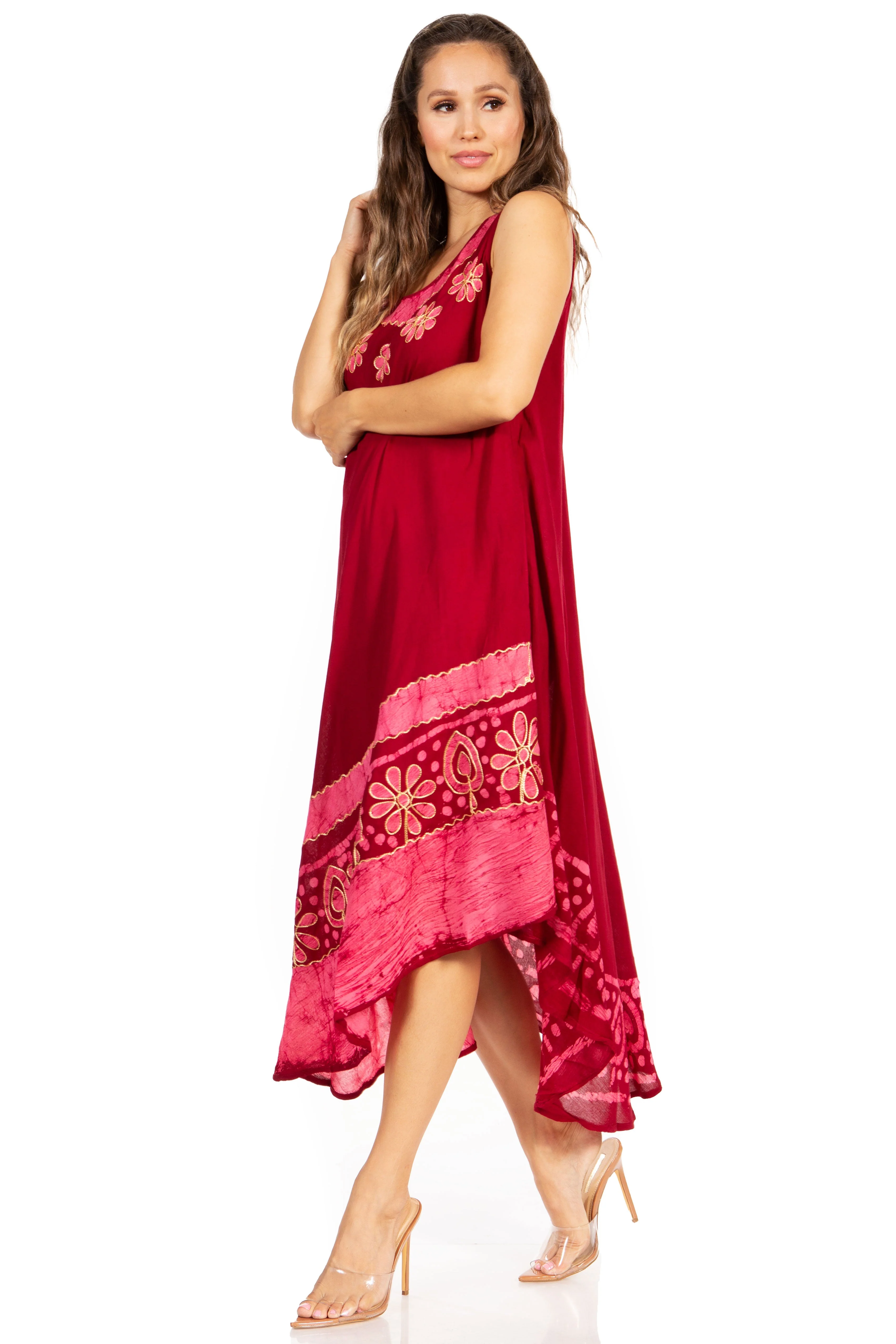 Sakkas Batik Flower Caftan Tank Dress / Cover Up - Image 46