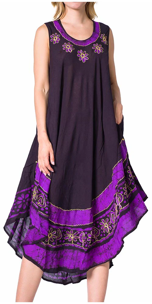 Sakkas Batik Flower Caftan Tank Dress / Cover Up - Image 53