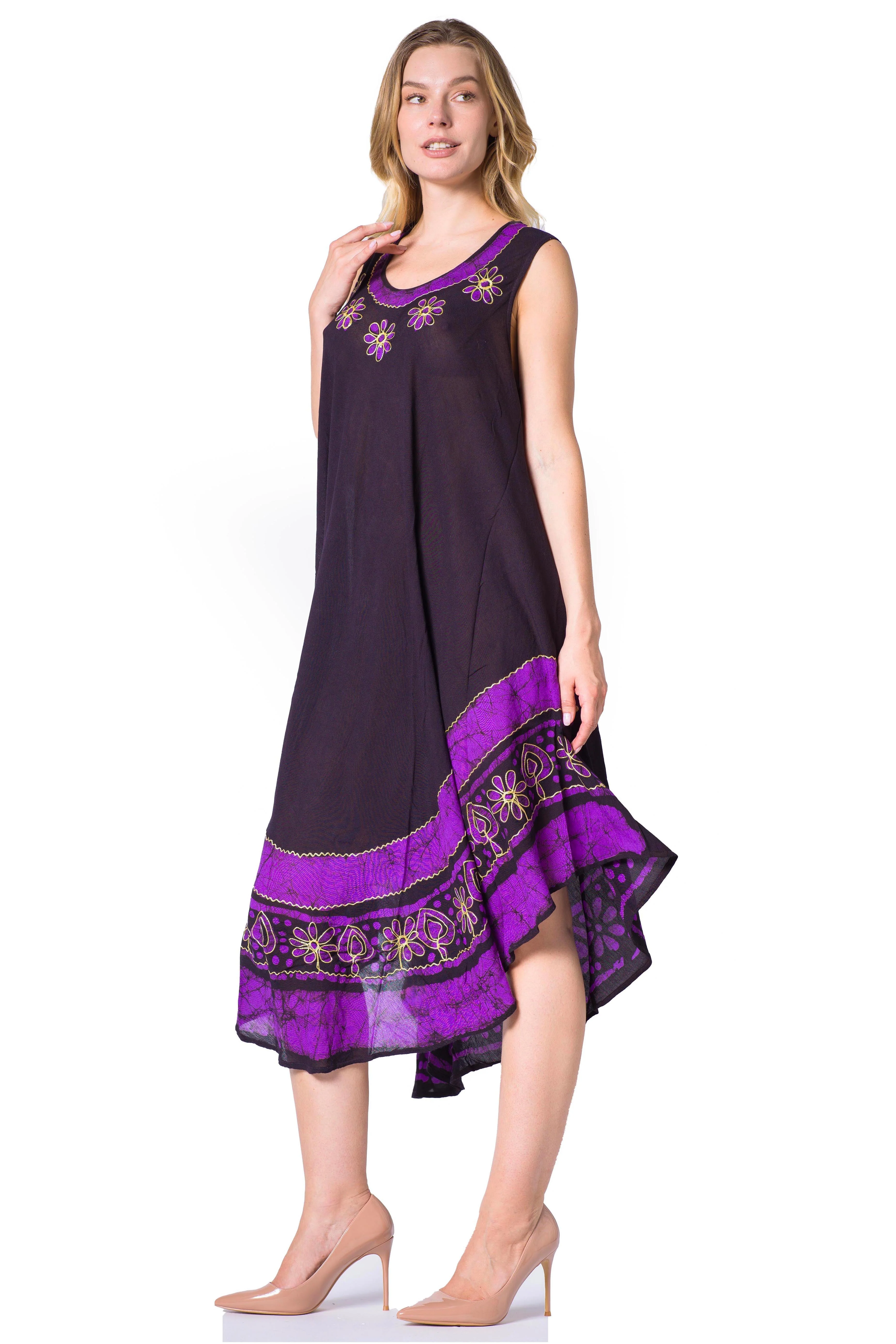 Sakkas Batik Flower Caftan Tank Dress / Cover Up - Image 55