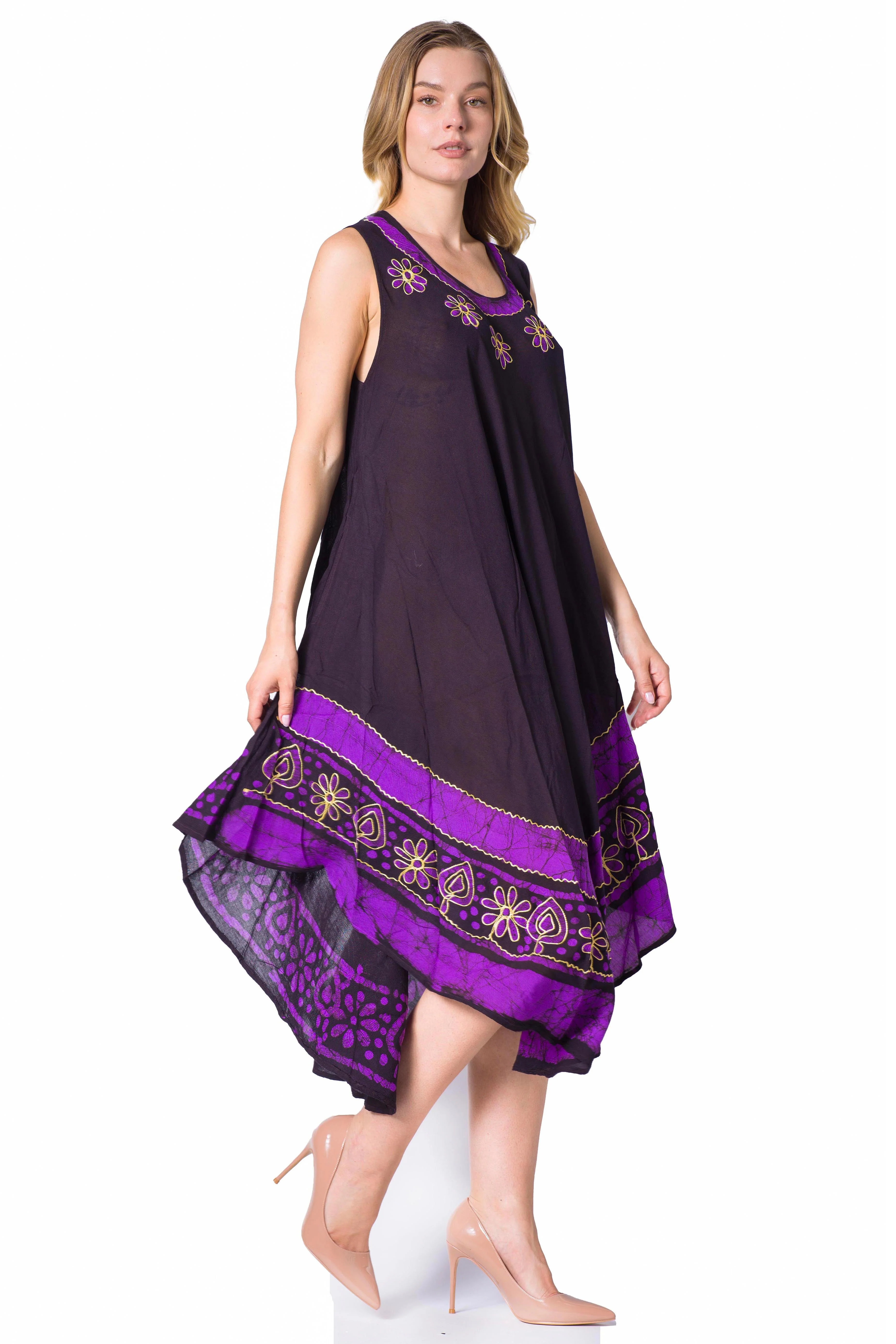 Sakkas Batik Flower Caftan Tank Dress / Cover Up - Image 56