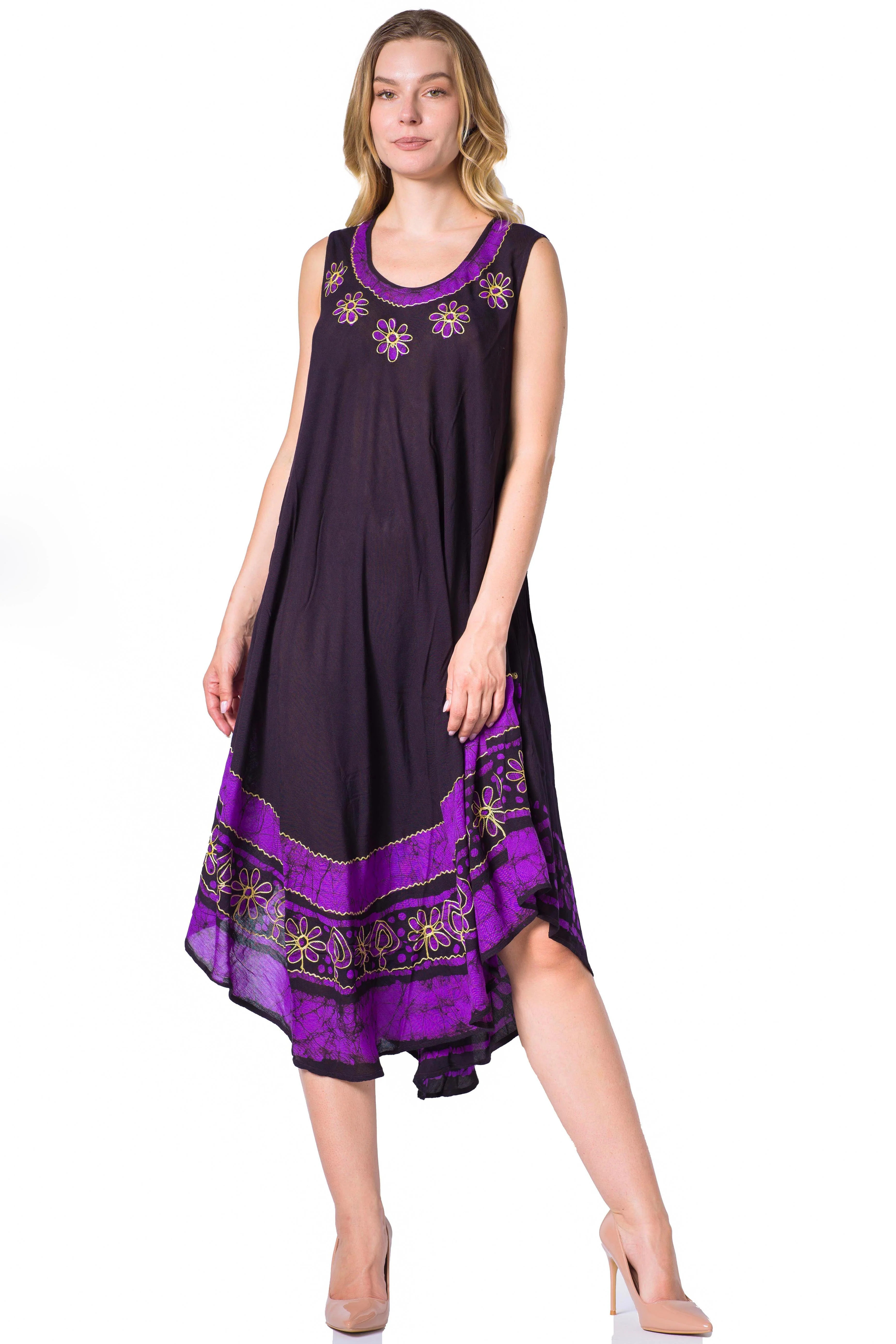 Sakkas Batik Flower Caftan Tank Dress / Cover Up - Image 57