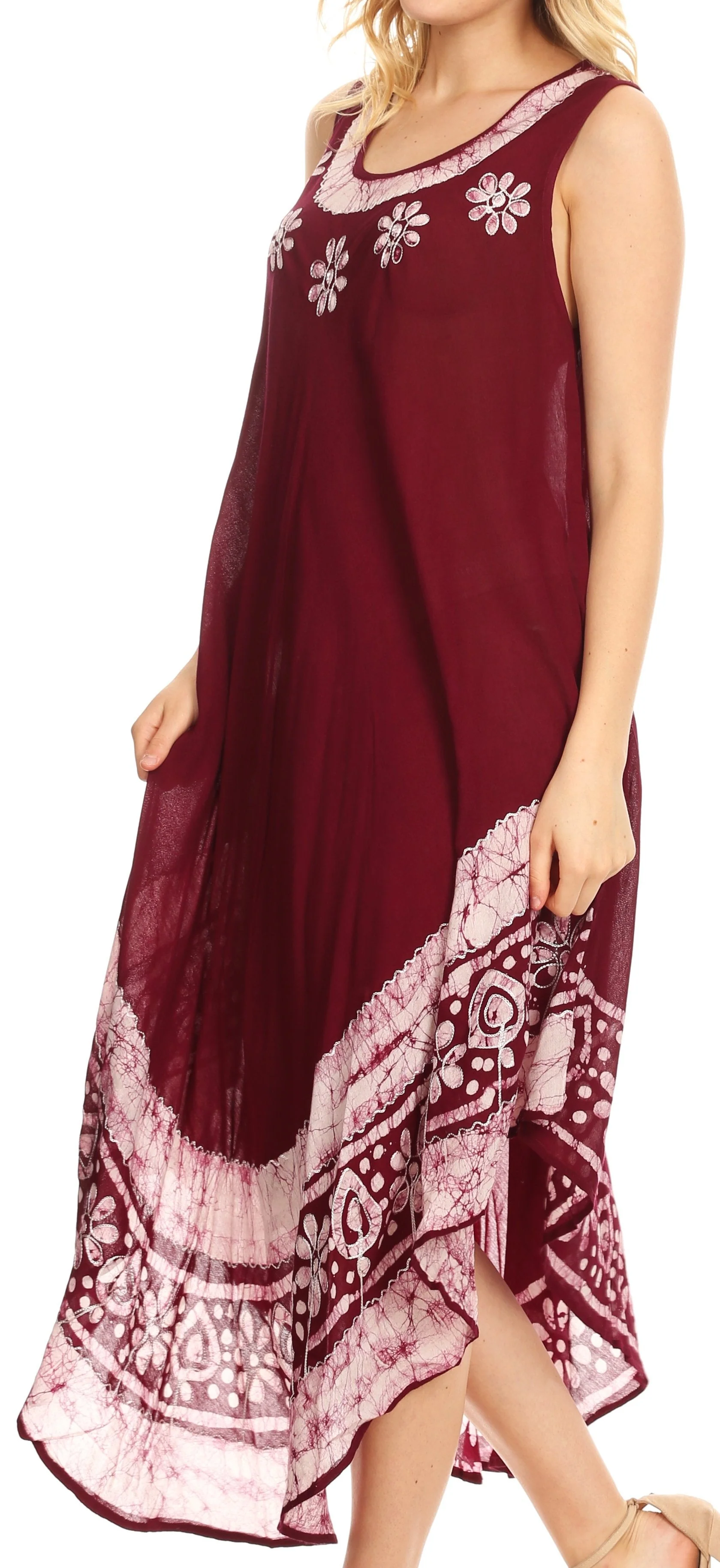 Sakkas Batik Flower Caftan Tank Dress / Cover Up - Image 60