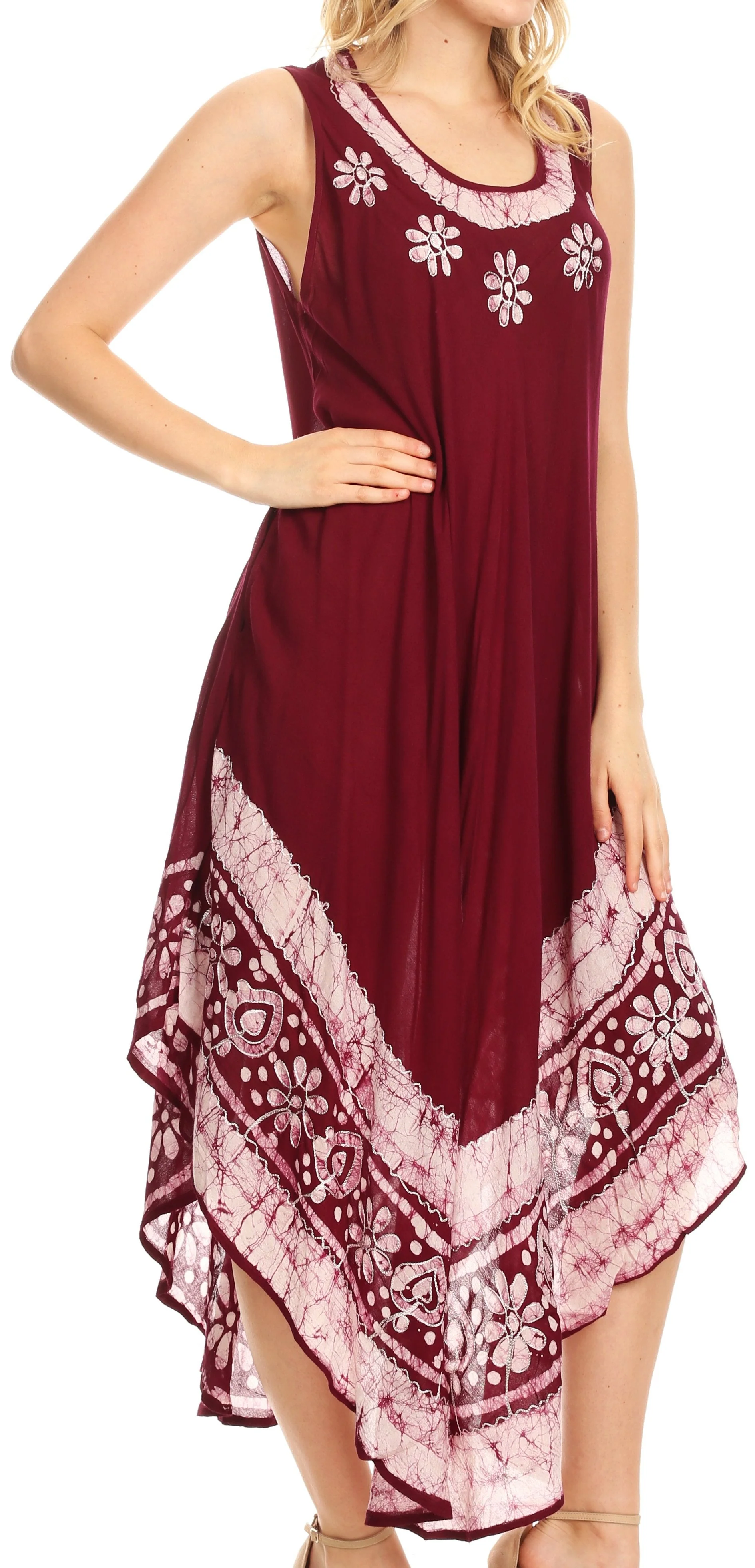 Sakkas Batik Flower Caftan Tank Dress / Cover Up - Image 61