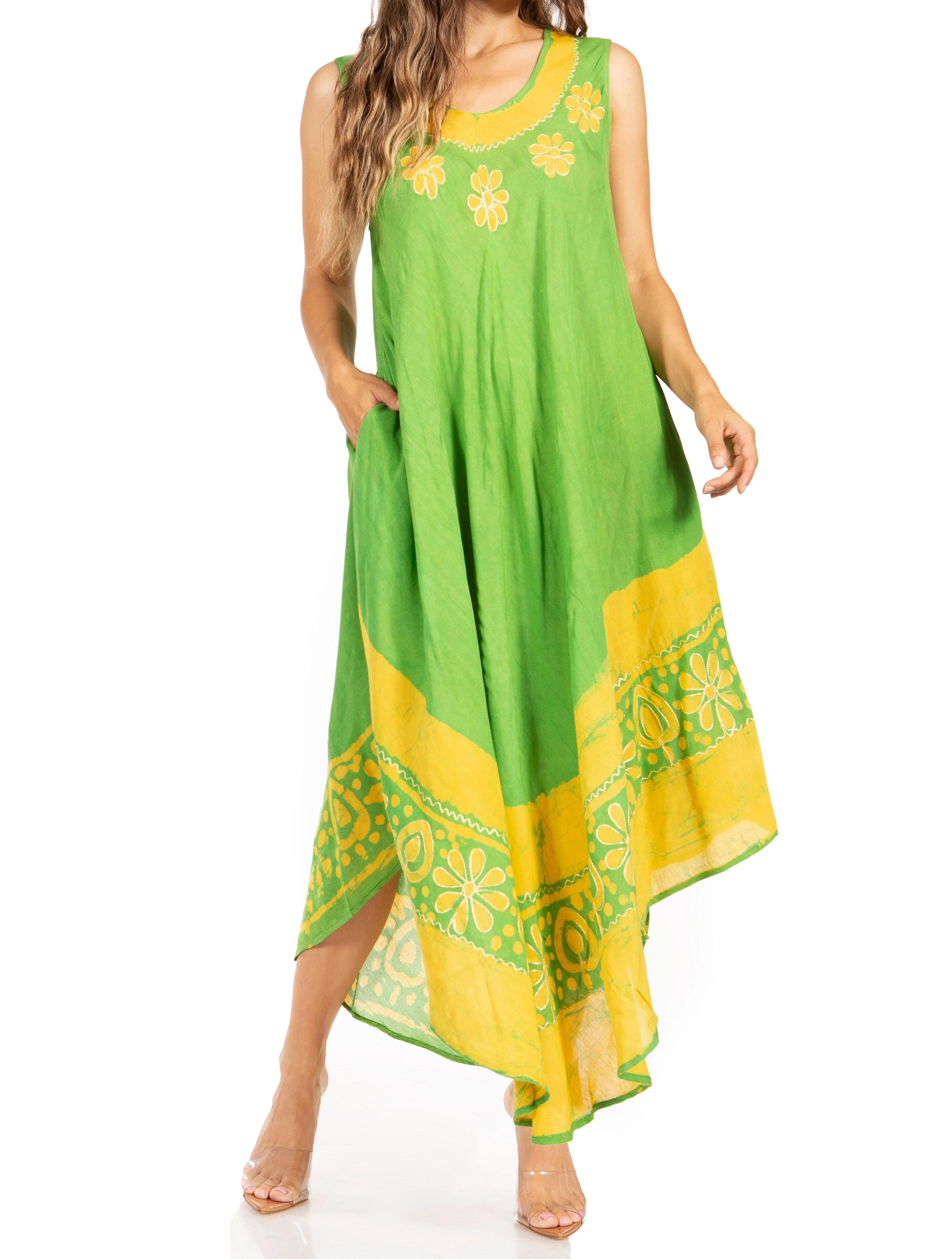 Sakkas Batik Flower Caftan Tank Dress / Cover Up - Image 63