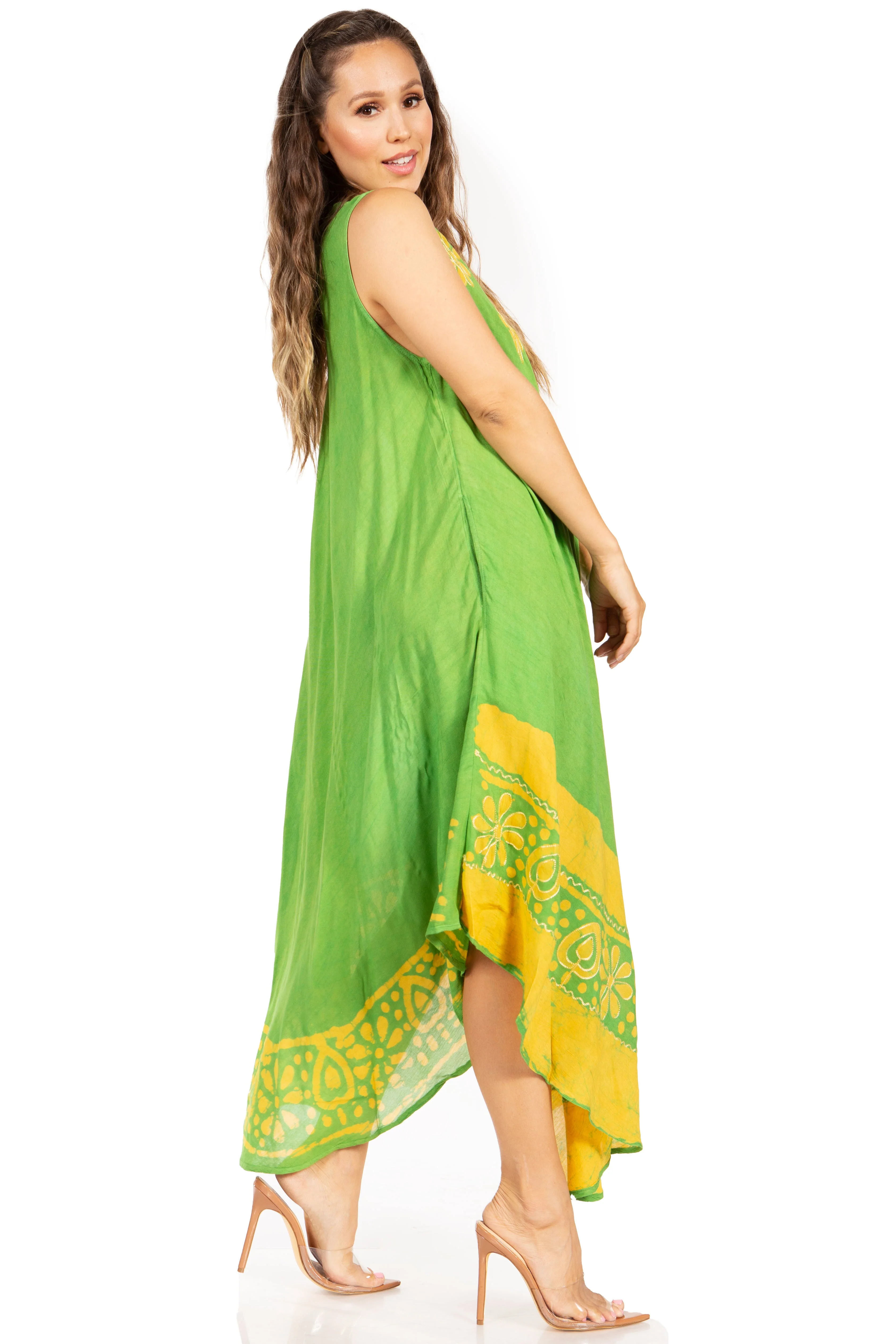 Sakkas Batik Flower Caftan Tank Dress / Cover Up - Image 65