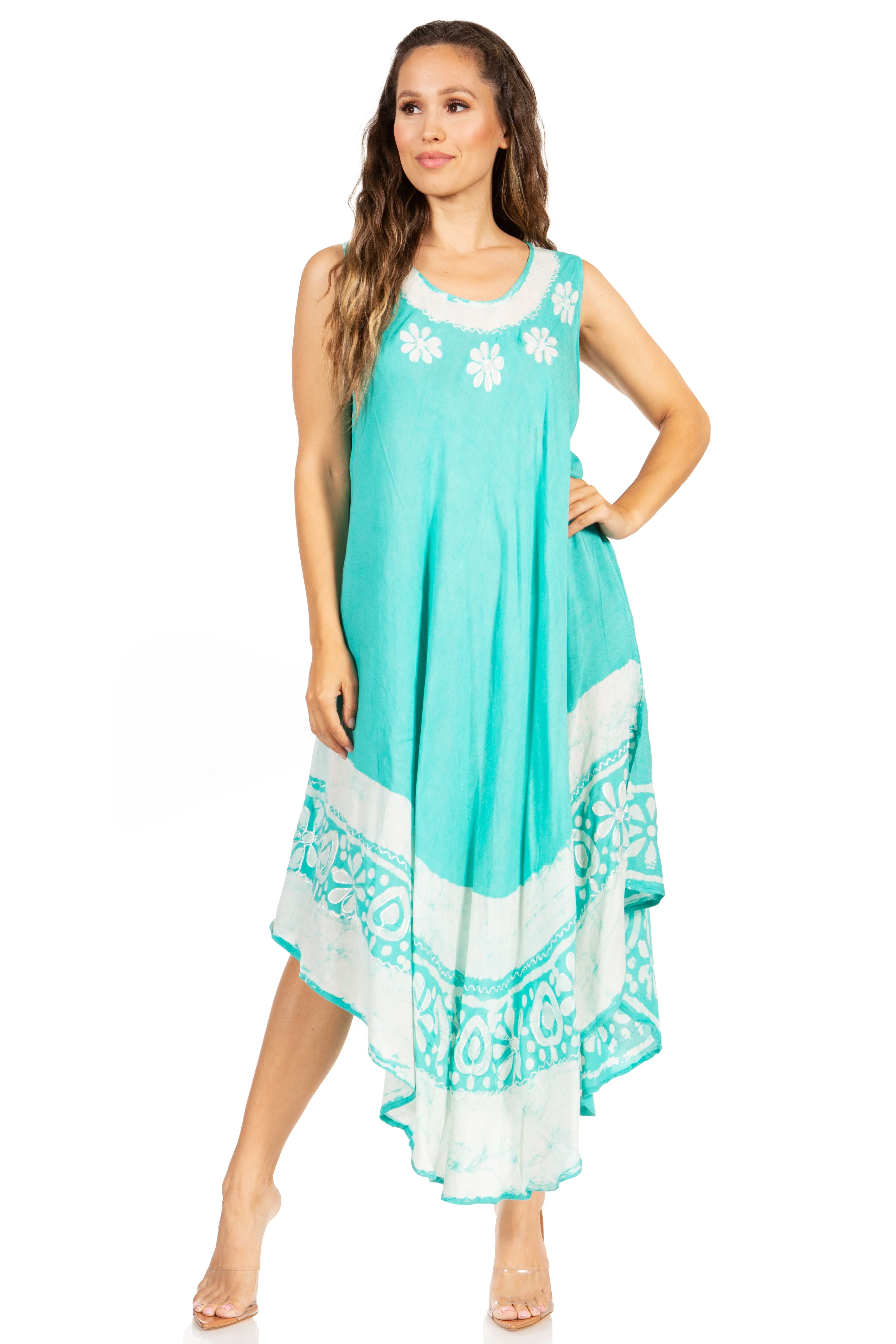 Sakkas Batik Flower Caftan Tank Dress / Cover Up - Image 72
