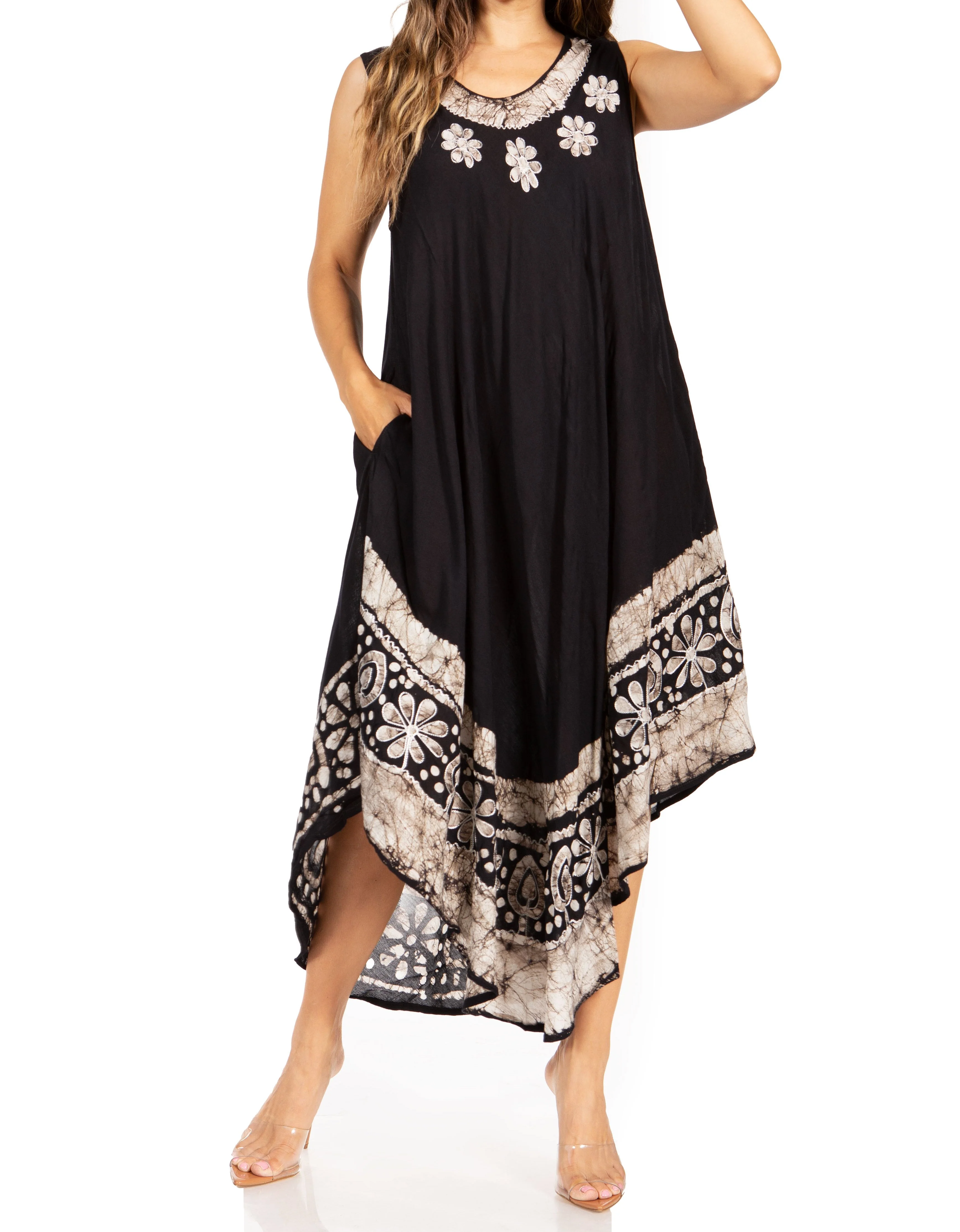 Sakkas Batik Flower Caftan Tank Dress / Cover Up - Image 78