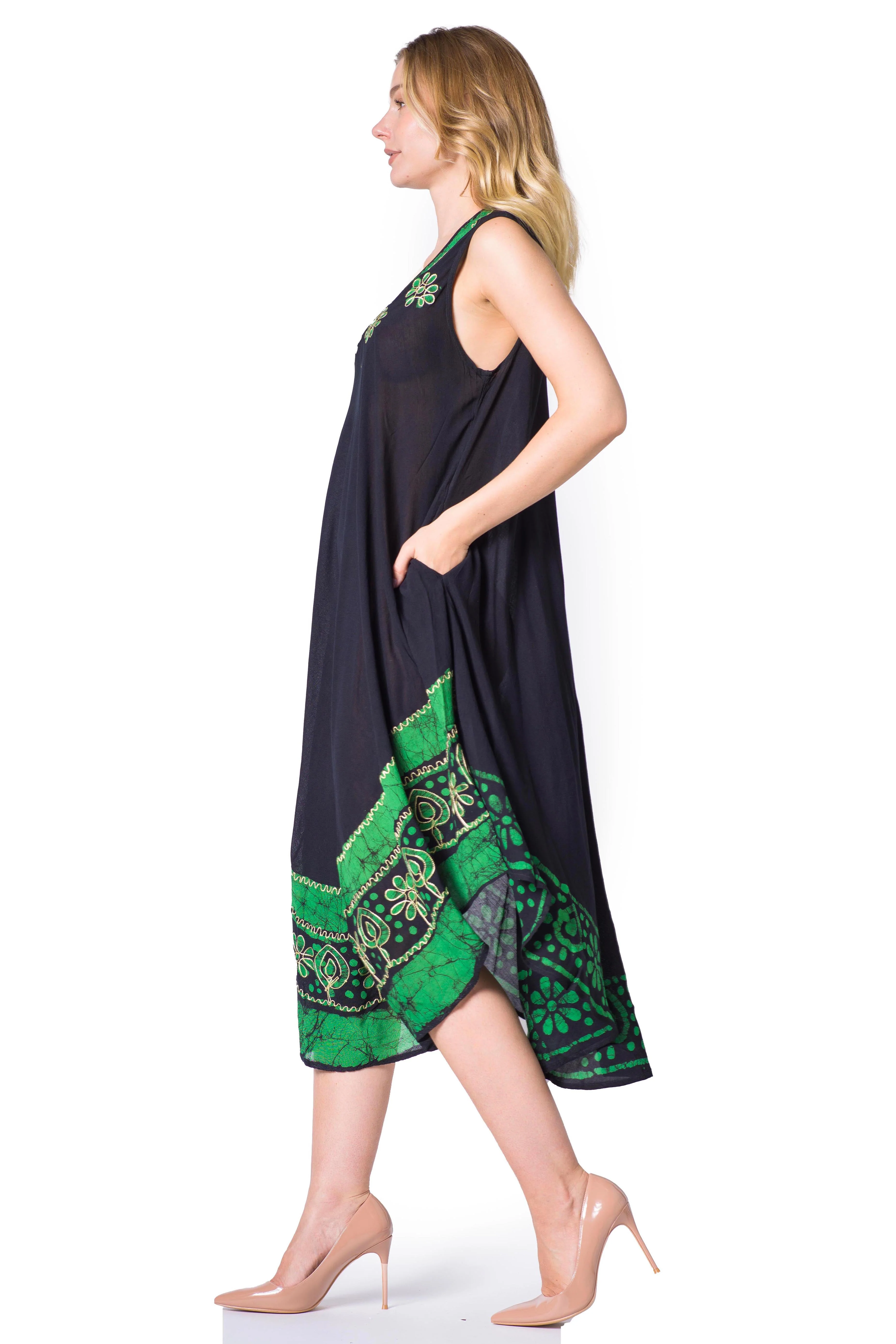 Sakkas Batik Flower Caftan Tank Dress / Cover Up - Image 8