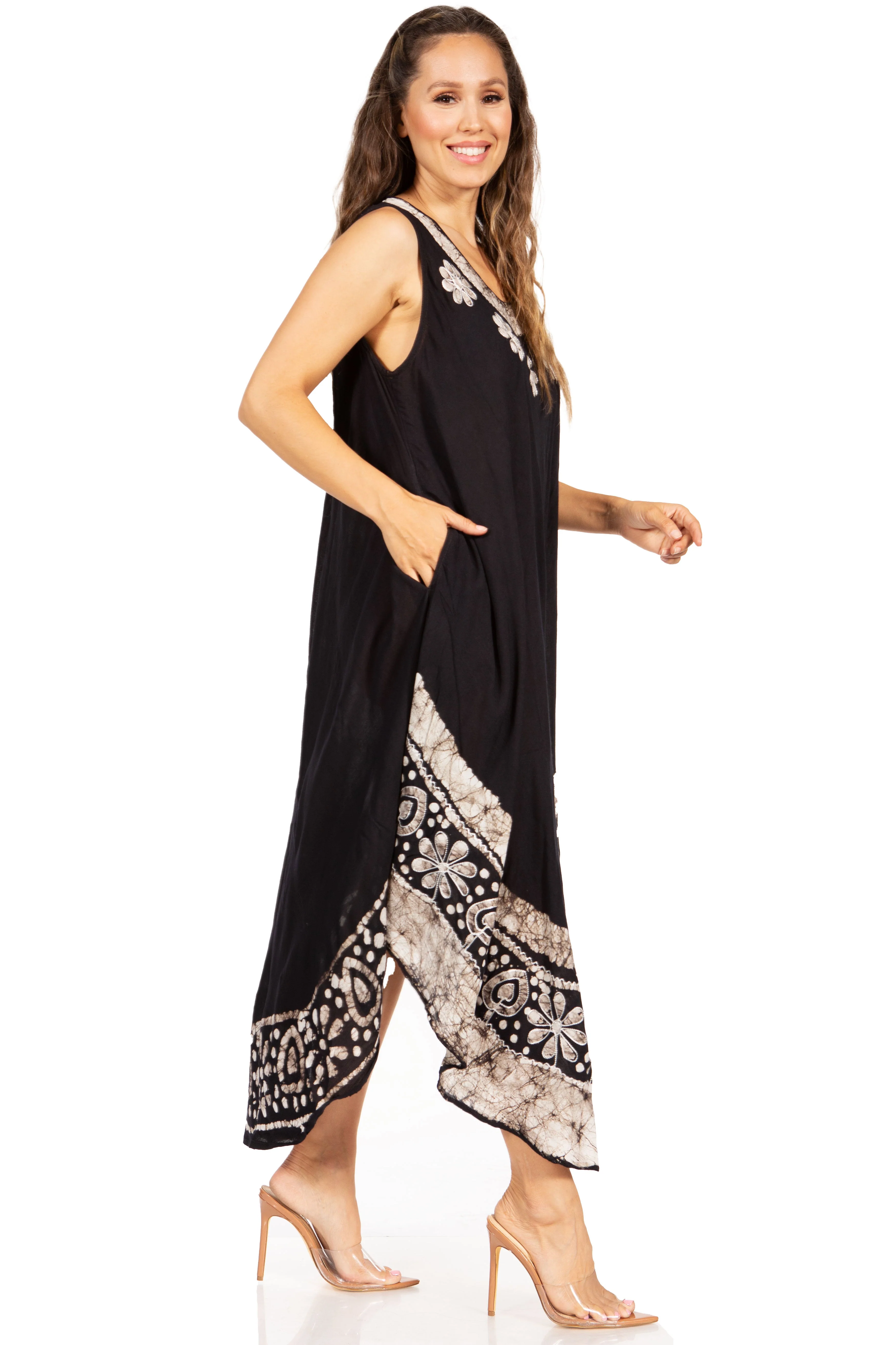 Sakkas Batik Flower Caftan Tank Dress / Cover Up - Image 80