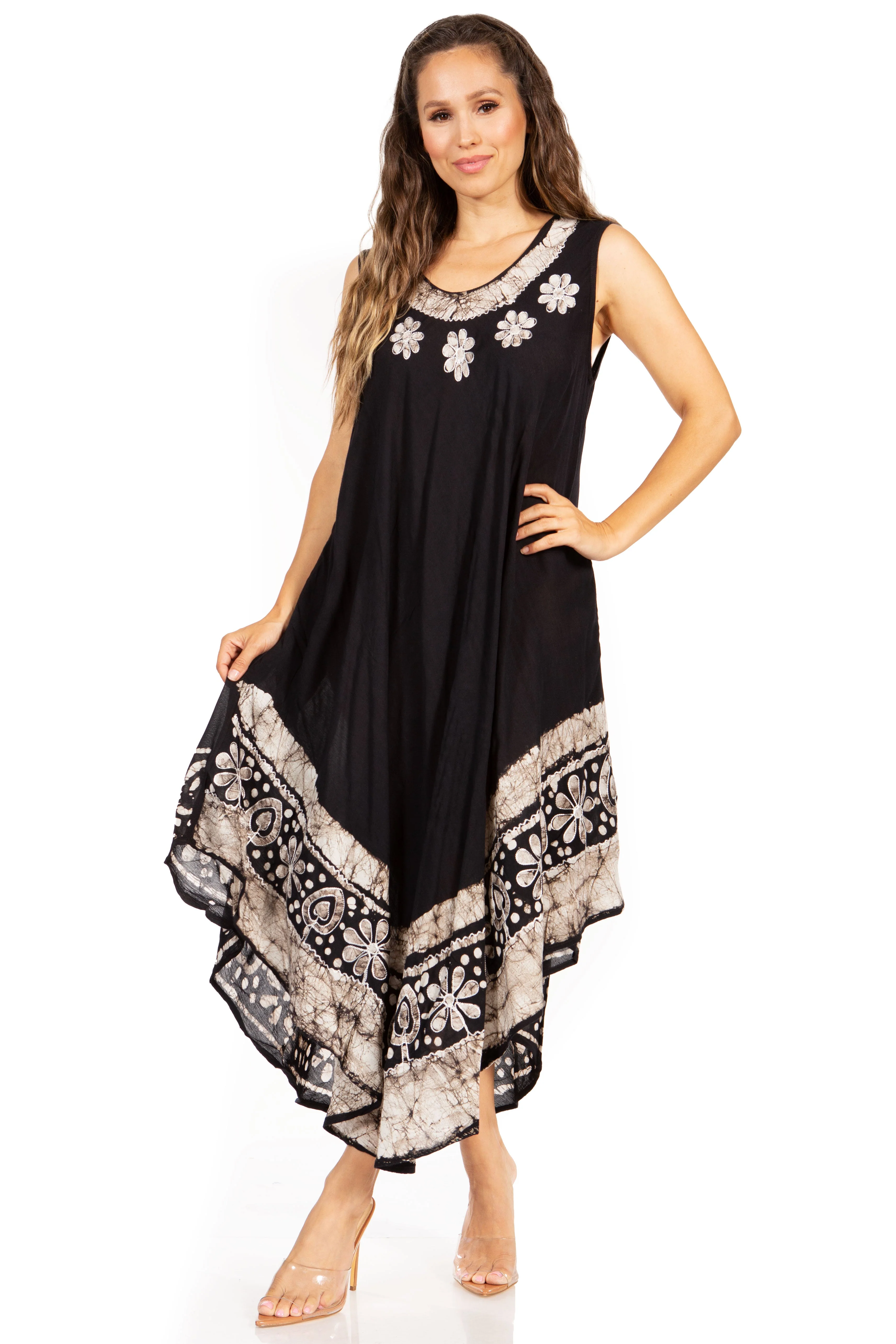 Sakkas Batik Flower Caftan Tank Dress / Cover Up - Image 82