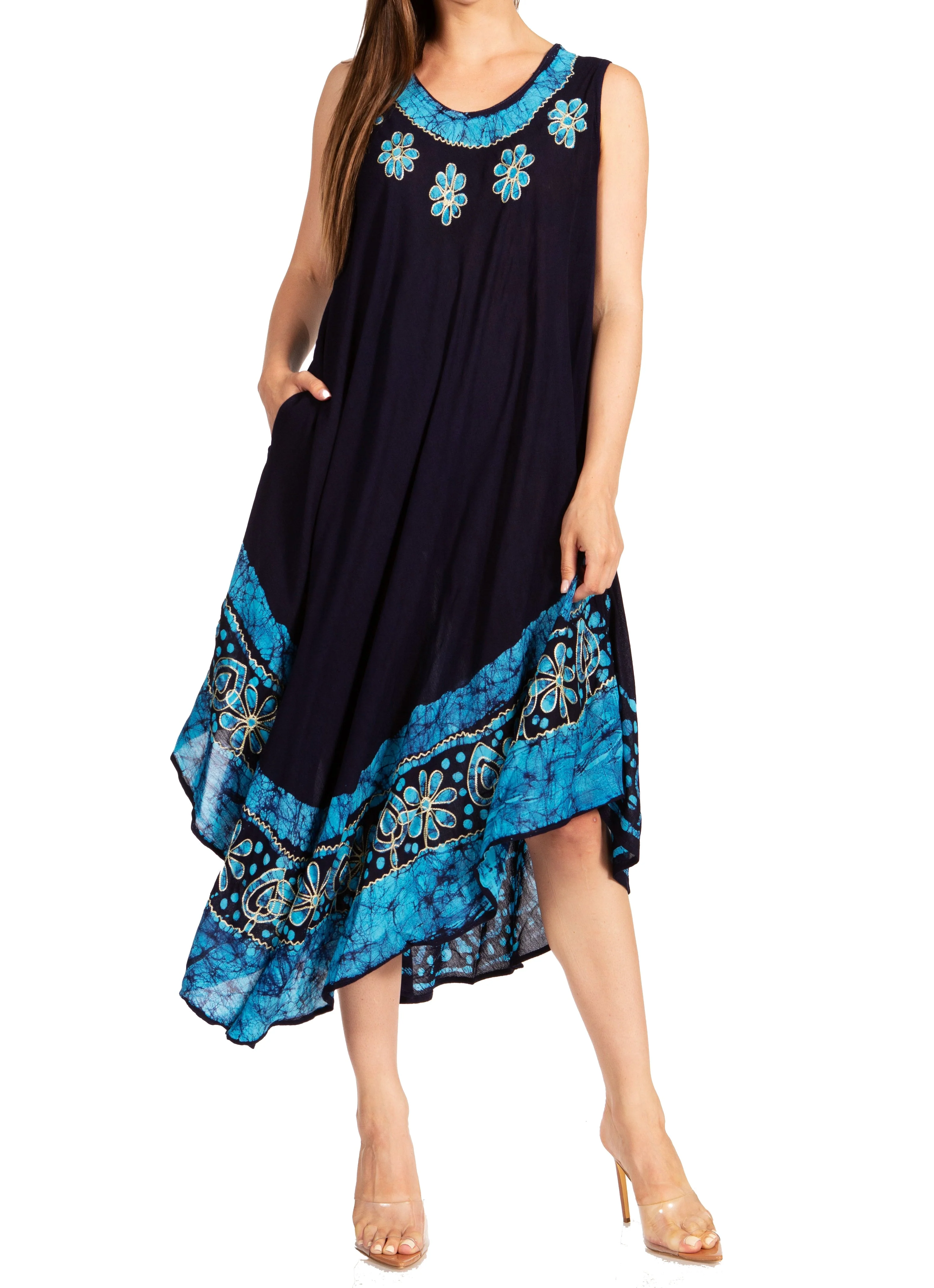 Sakkas Batik Flower Caftan Tank Dress / Cover Up - Image 83