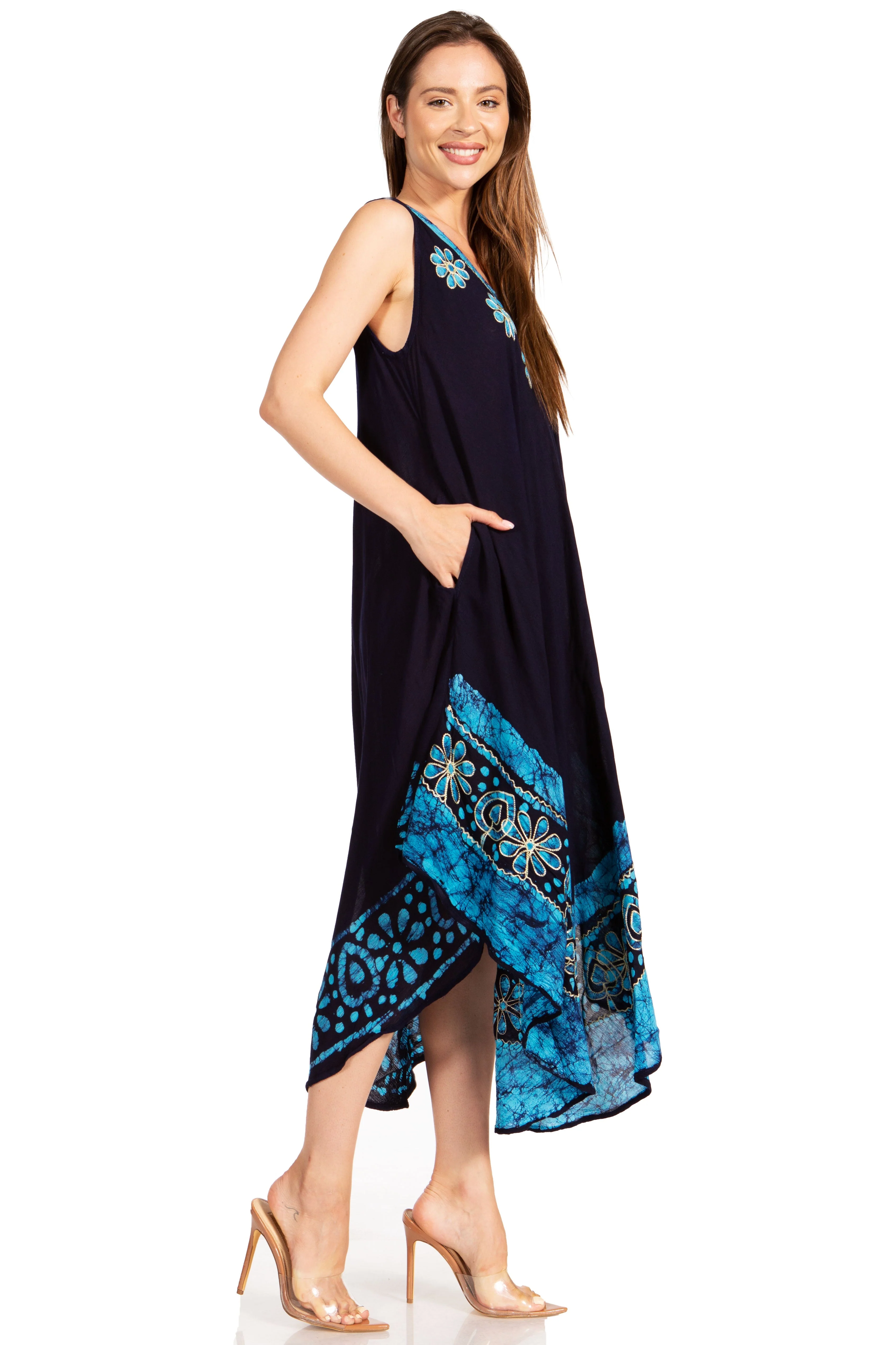 Sakkas Batik Flower Caftan Tank Dress / Cover Up - Image 85