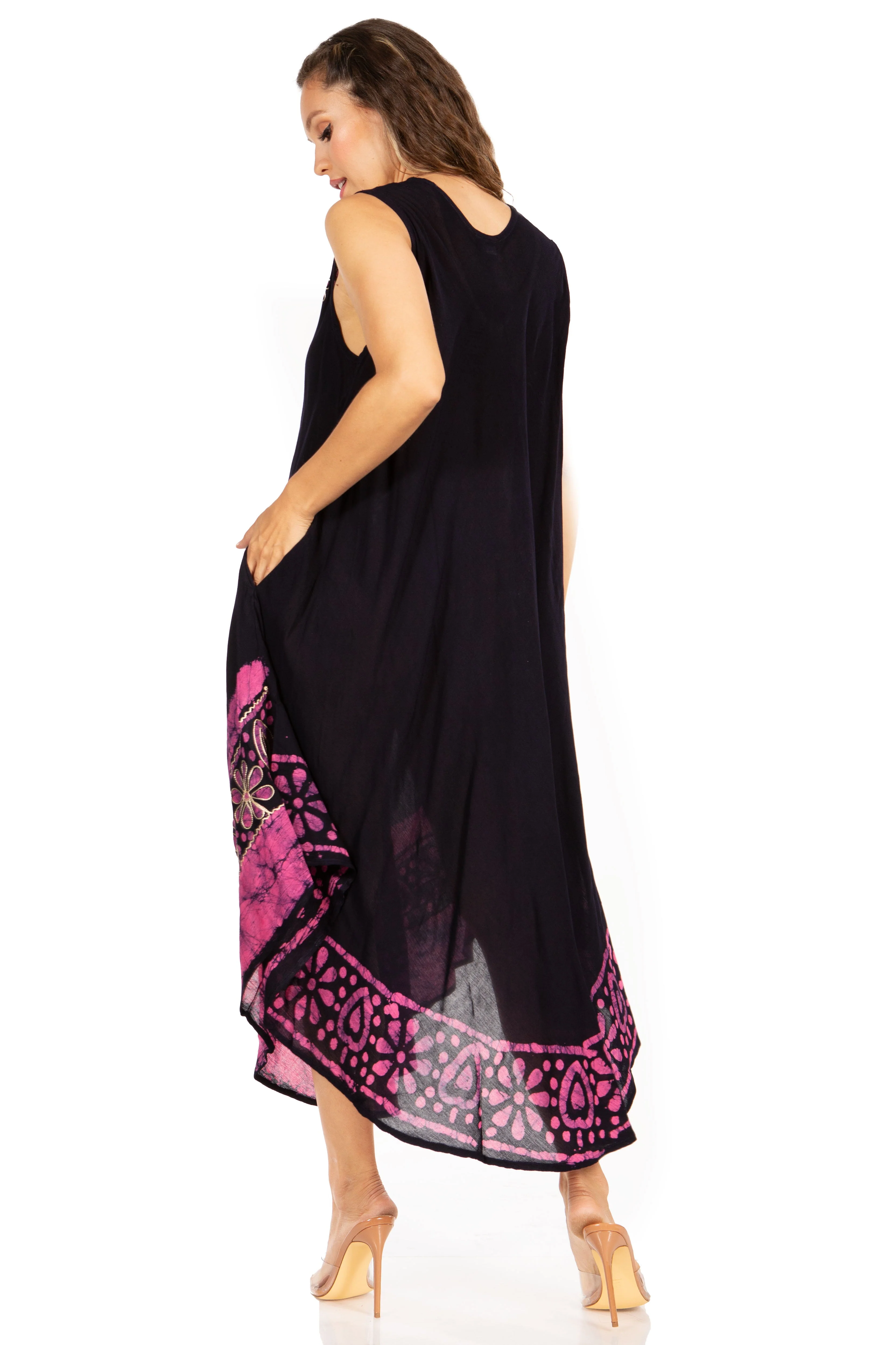 Sakkas Batik Flower Caftan Tank Dress / Cover Up - Image 89