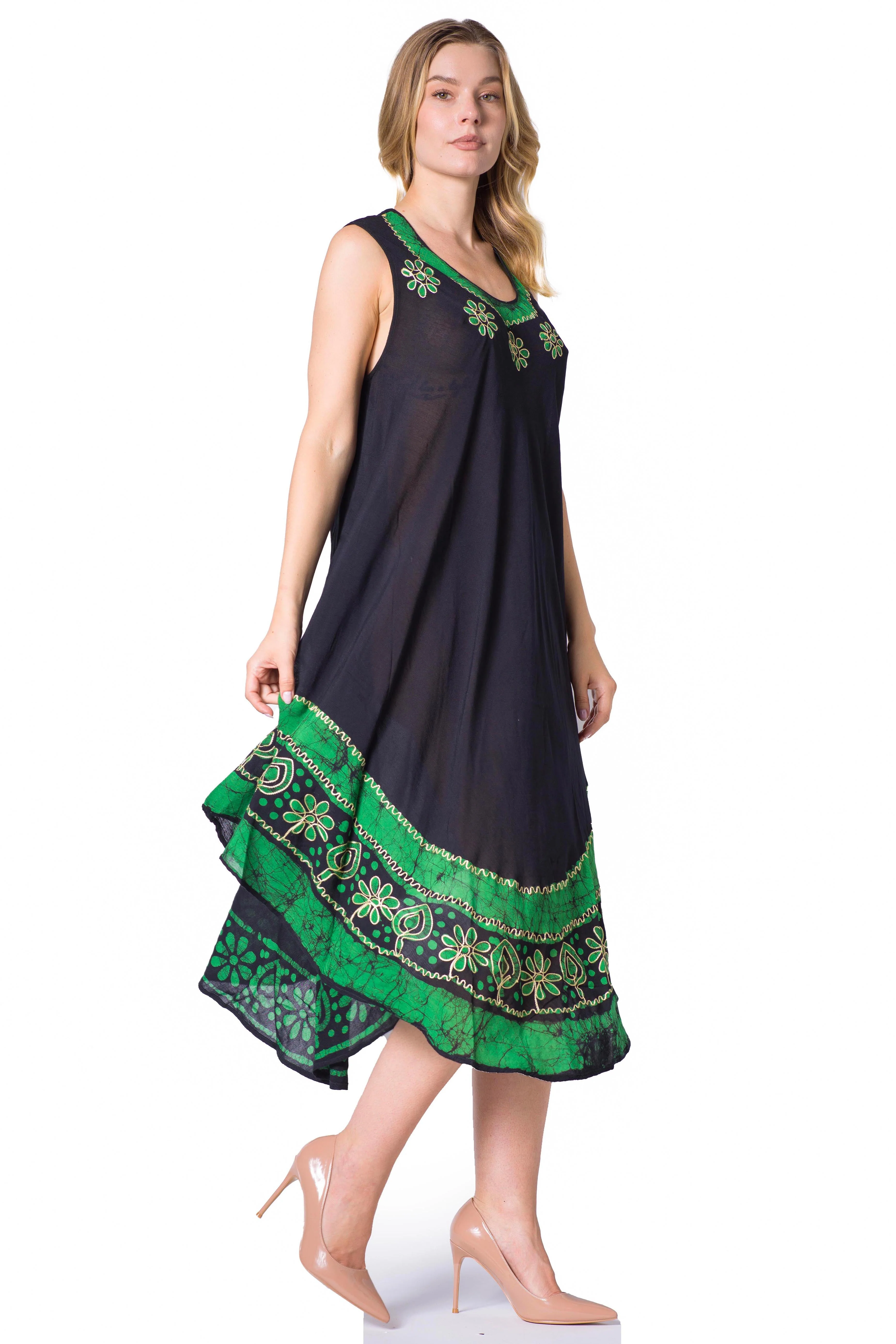 Sakkas Batik Flower Caftan Tank Dress / Cover Up - Image 9