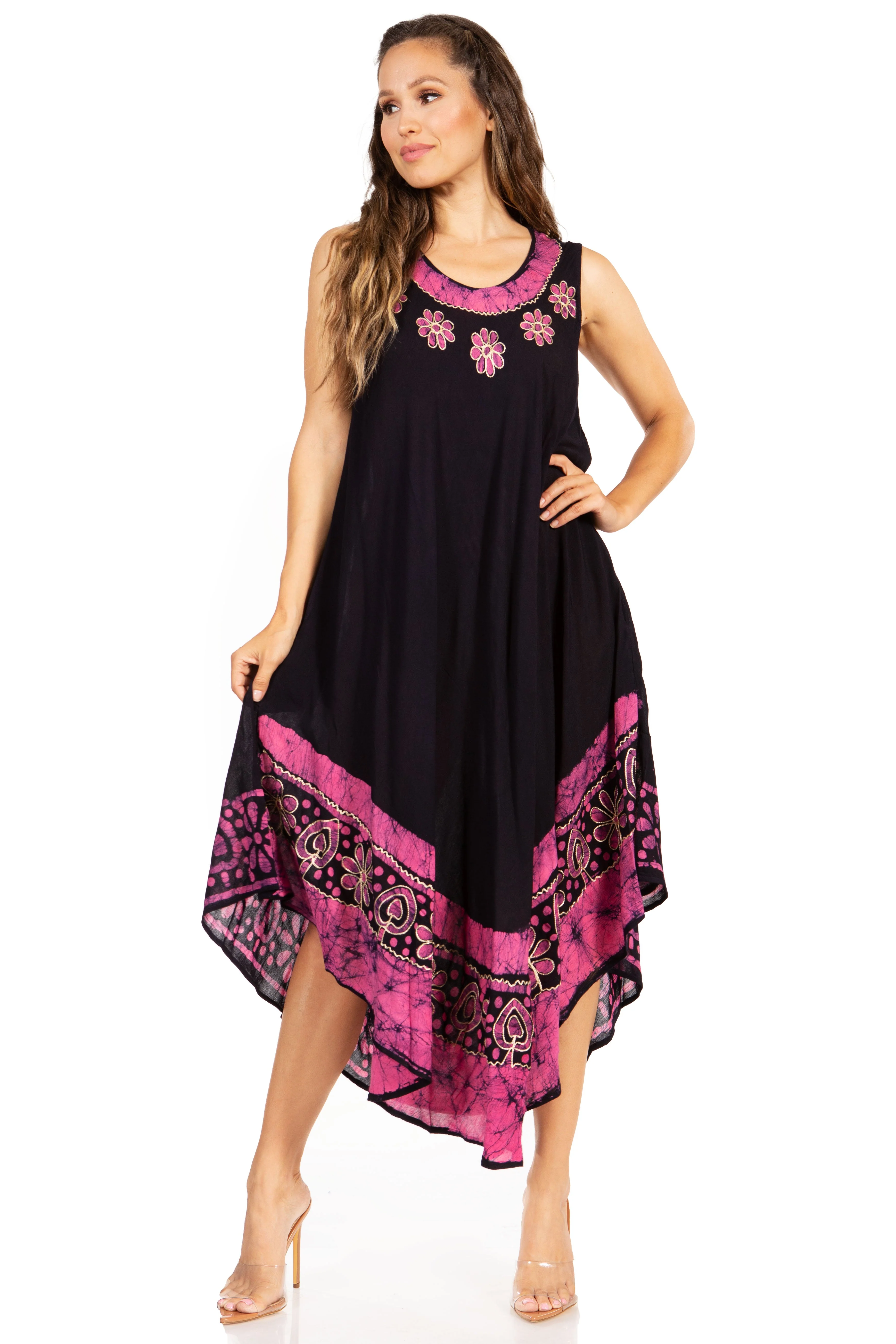 Sakkas Batik Flower Caftan Tank Dress / Cover Up - Image 92