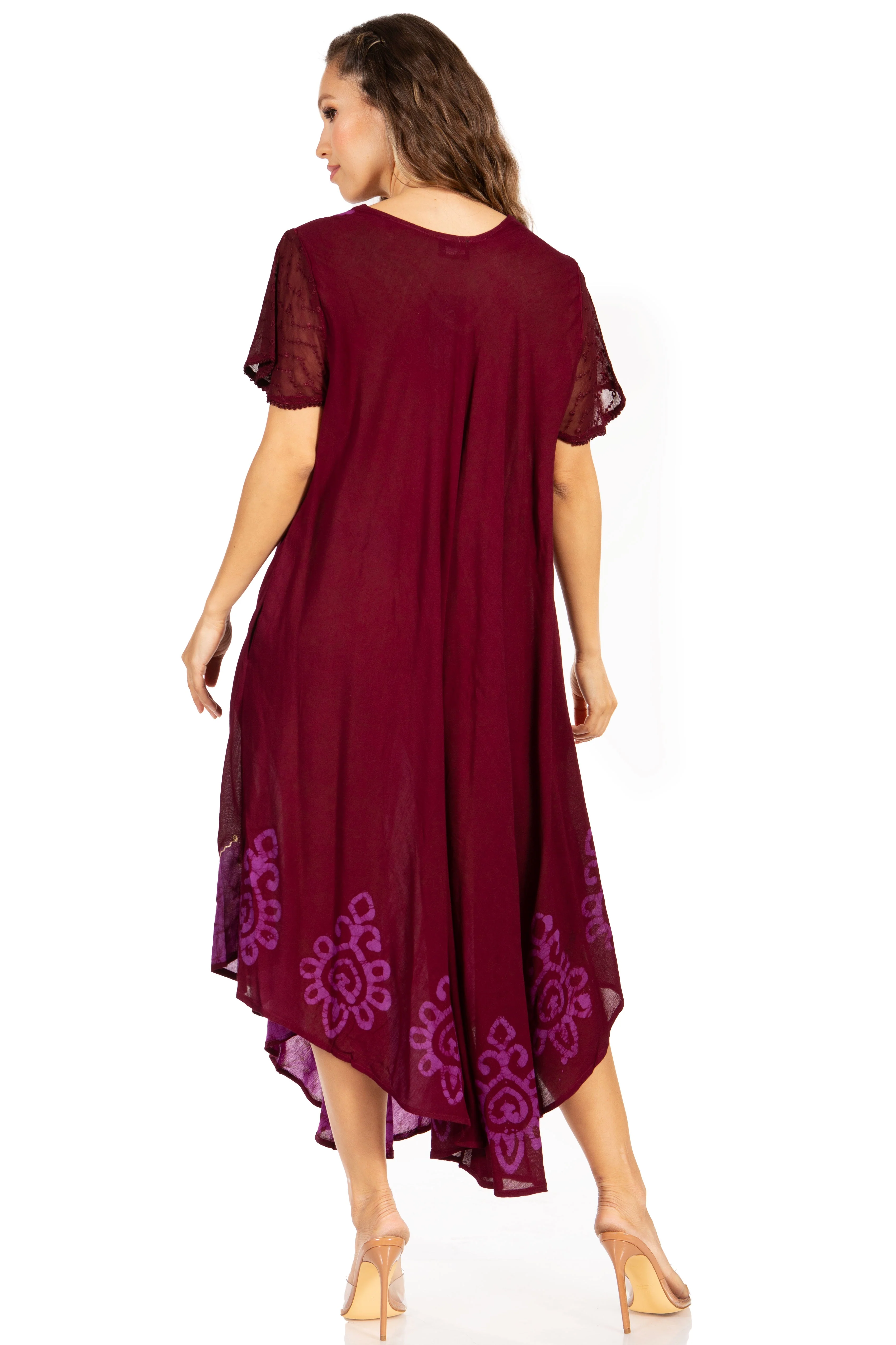Sakkas Batik Hindi Cap Sleeve Caftan Dress / Cover Up - Image 17