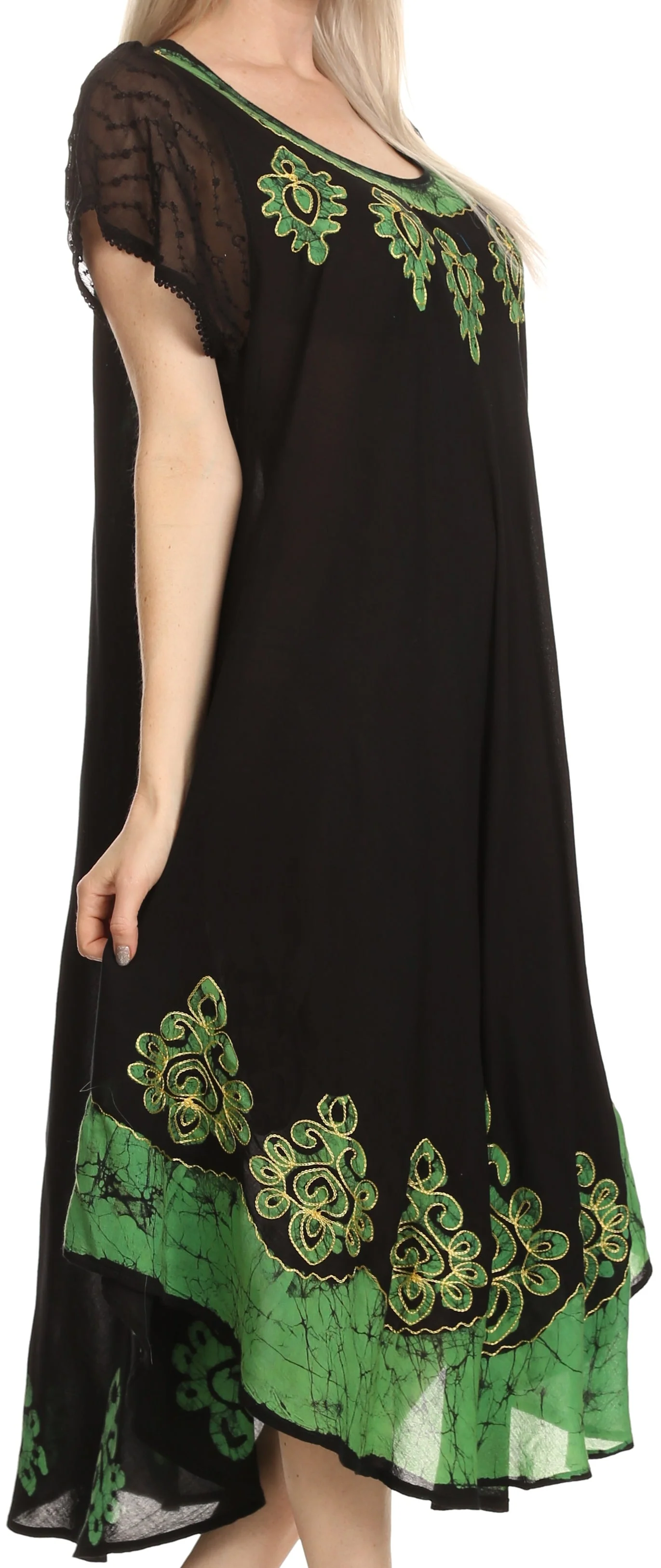 Sakkas Batik Hindi Cap Sleeve Caftan Dress / Cover Up - Image 24