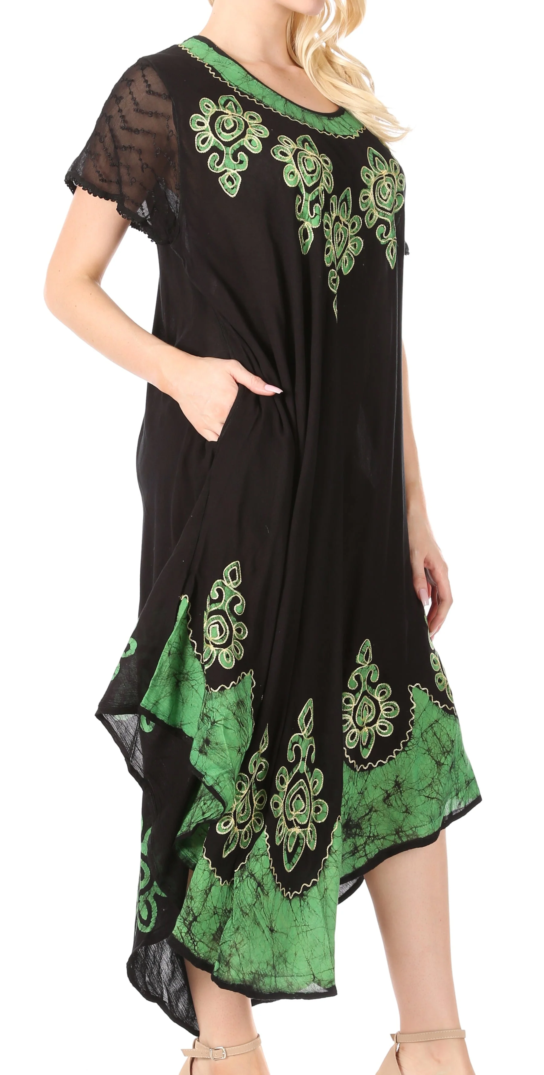Sakkas Batik Hindi Cap Sleeve Caftan Dress / Cover Up - Image 34