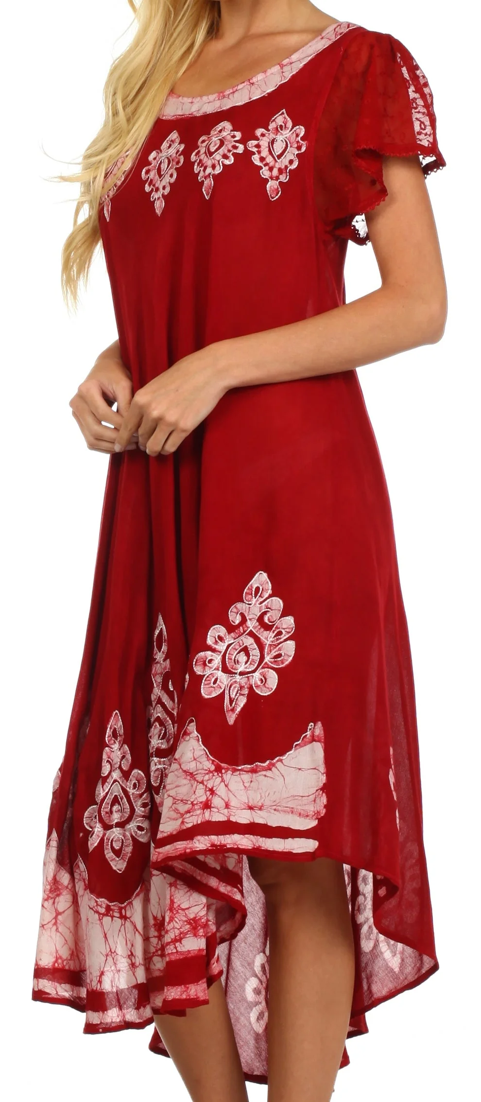 Sakkas Batik Hindi Cap Sleeve Caftan Dress / Cover Up - Image 58