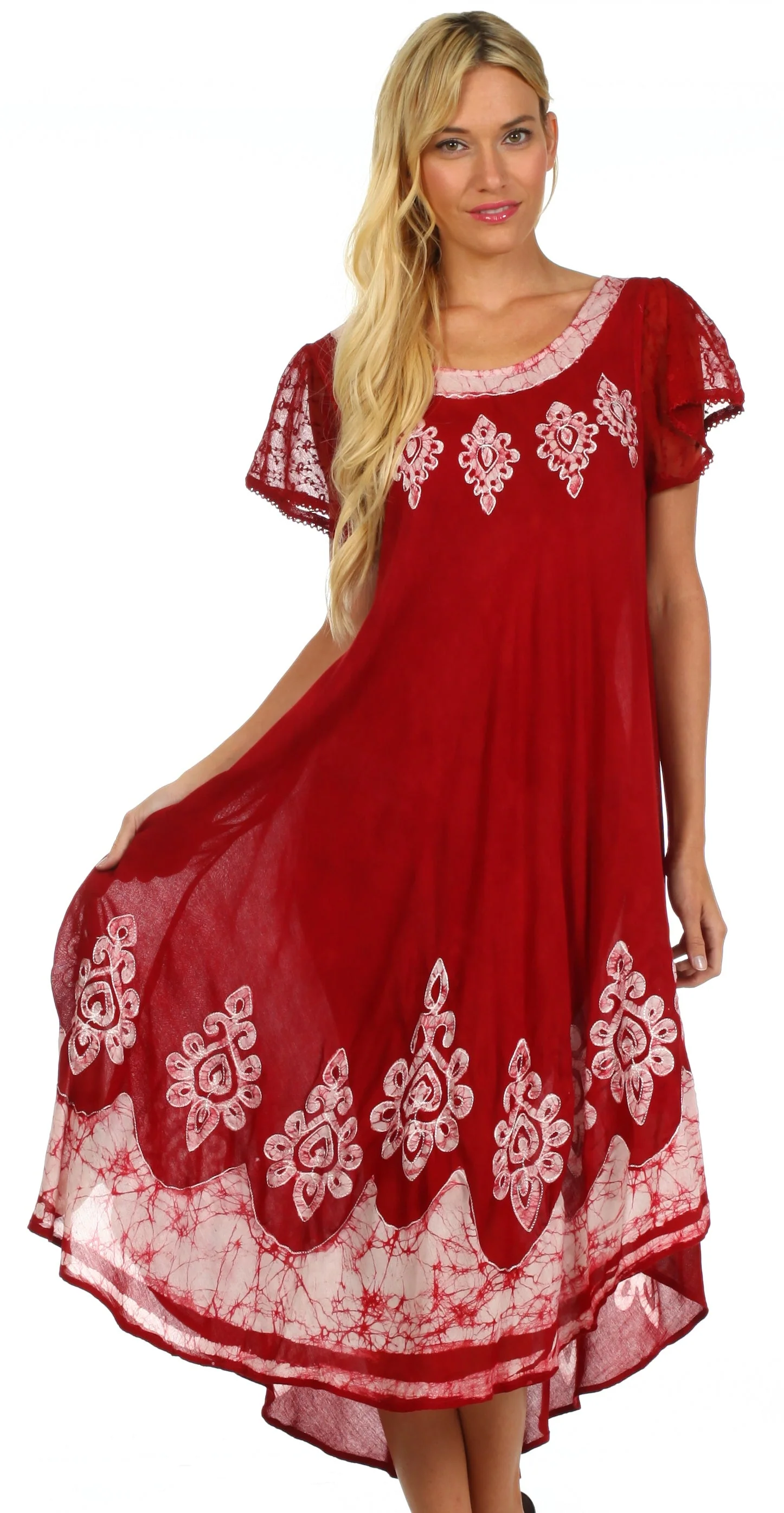 Sakkas Batik Hindi Cap Sleeve Caftan Dress / Cover Up - Image 60