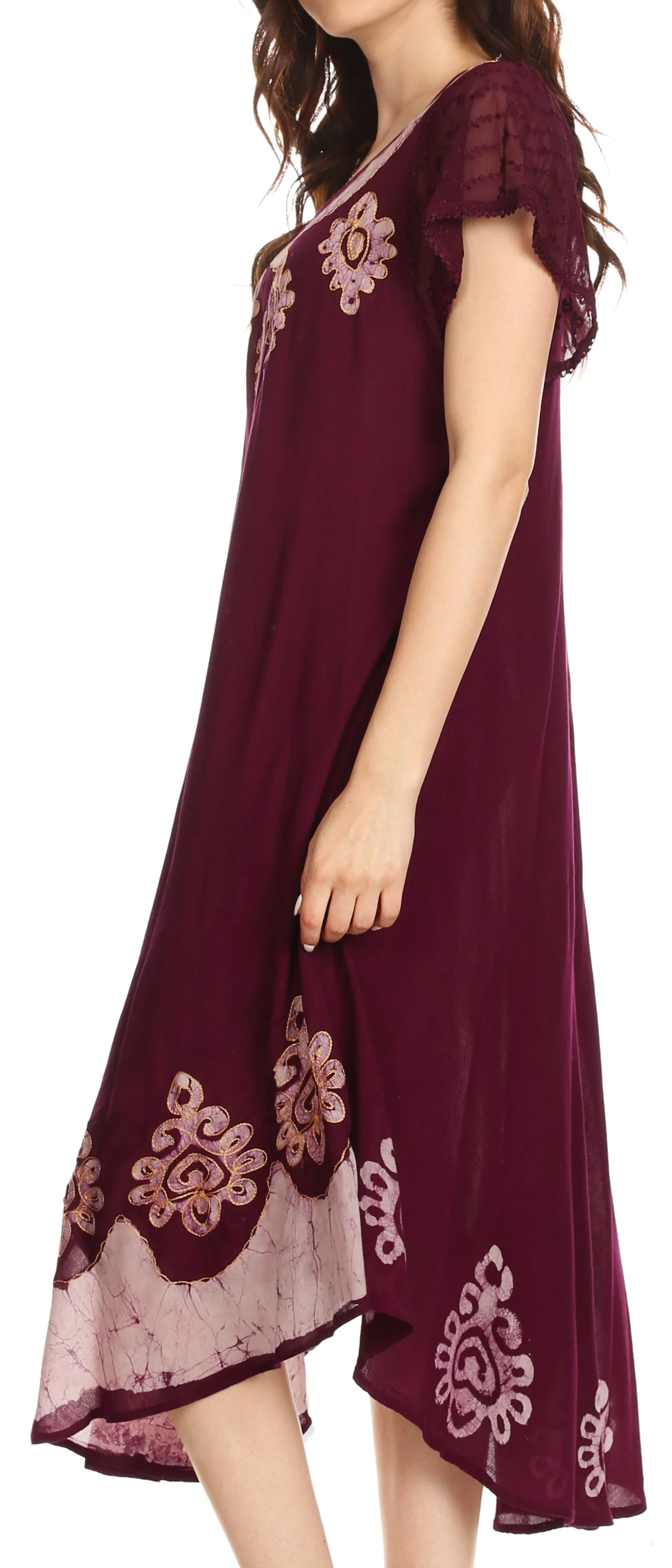 Sakkas Batik Hindi Cap Sleeve Caftan Dress / Cover Up - Image 88