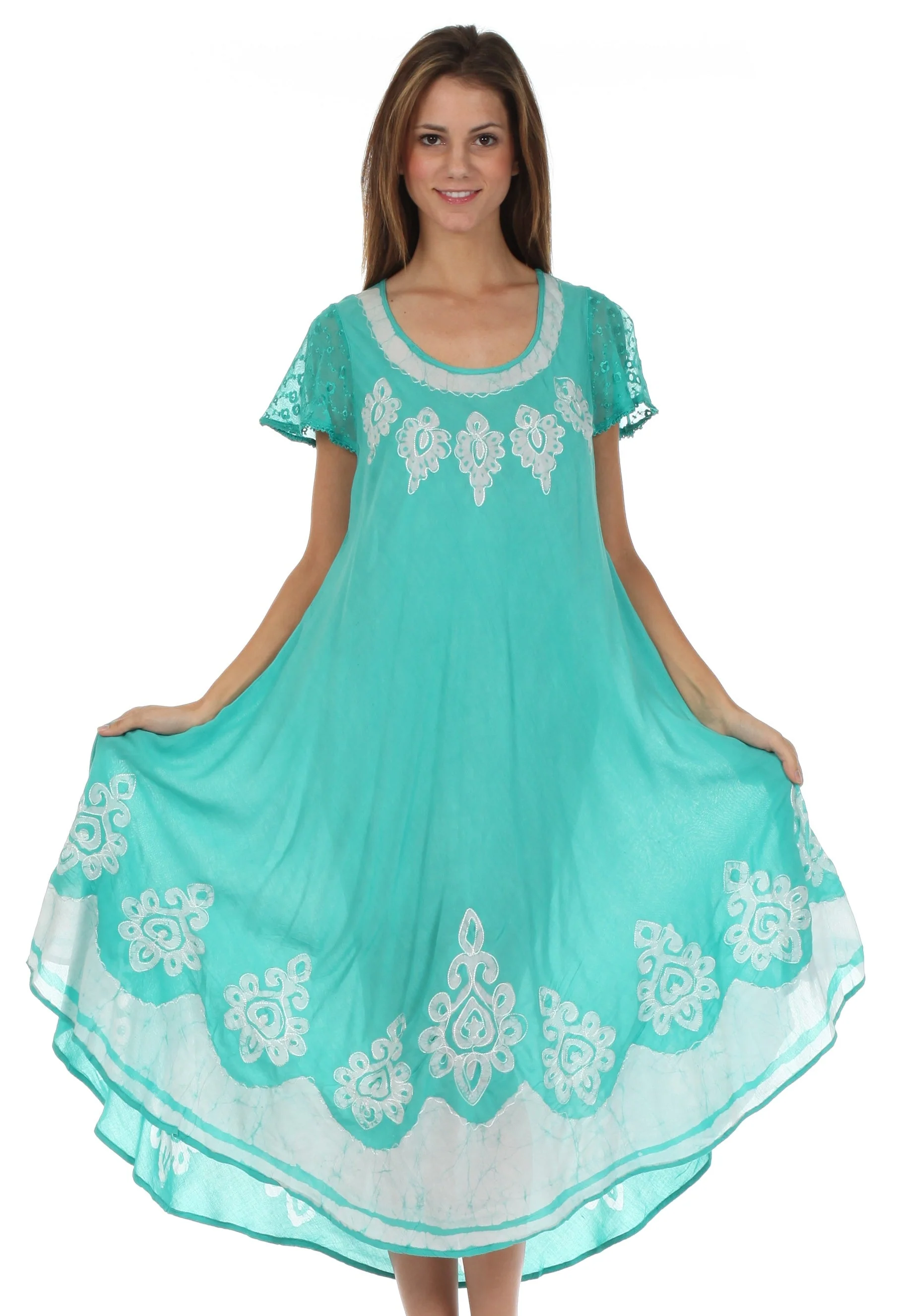 Sakkas Batik Hindi Cap Sleeve Caftan Dress / Cover Up - Image 95