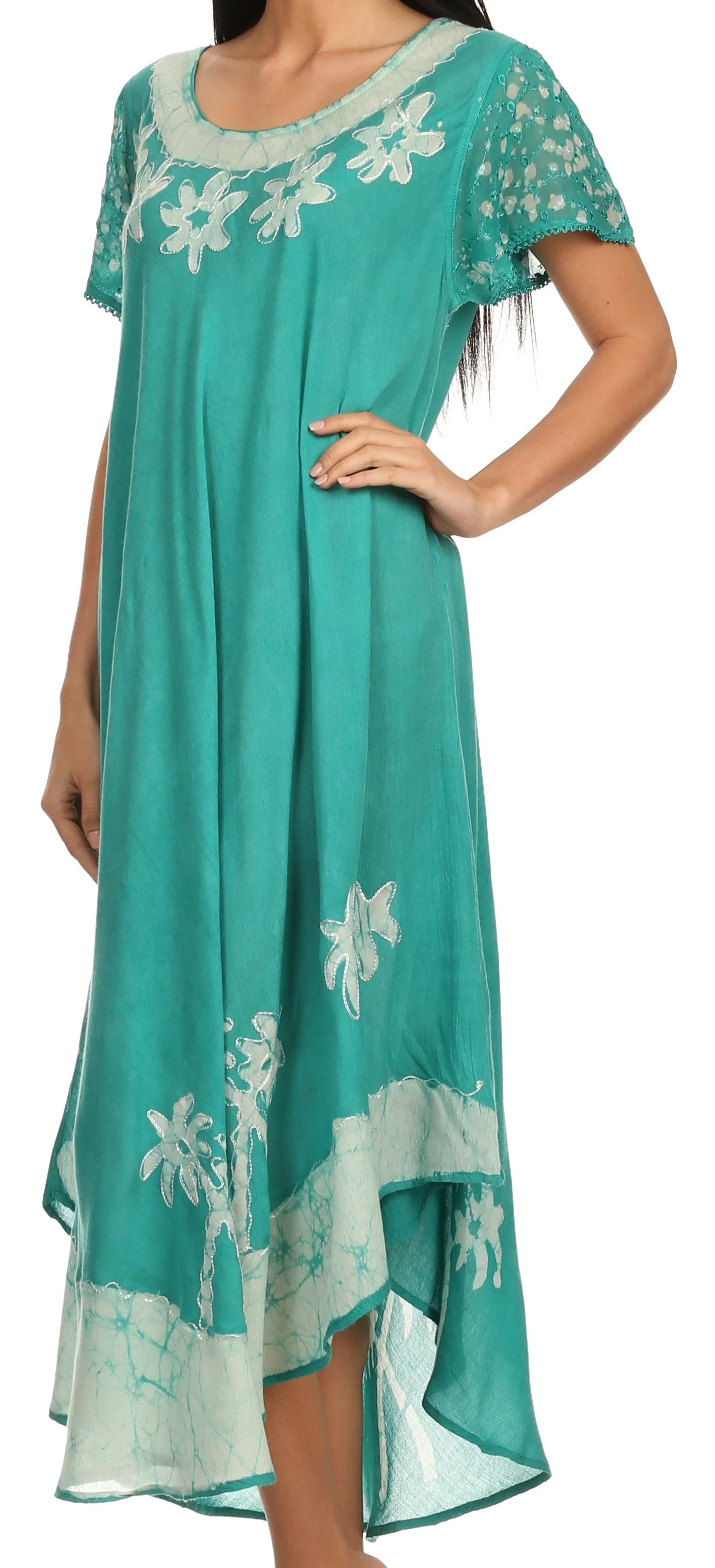 Sakkas Batik Palm Tree Cap Sleeve Caftan Dress / Cover Up - Image 22