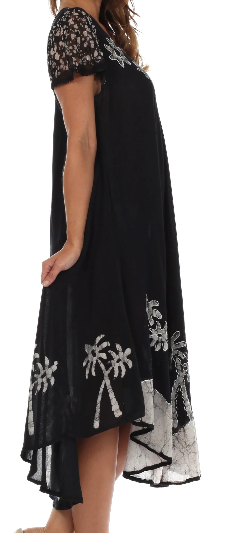 Sakkas Batik Palm Tree Cap Sleeve Caftan Dress / Cover Up - Image 3