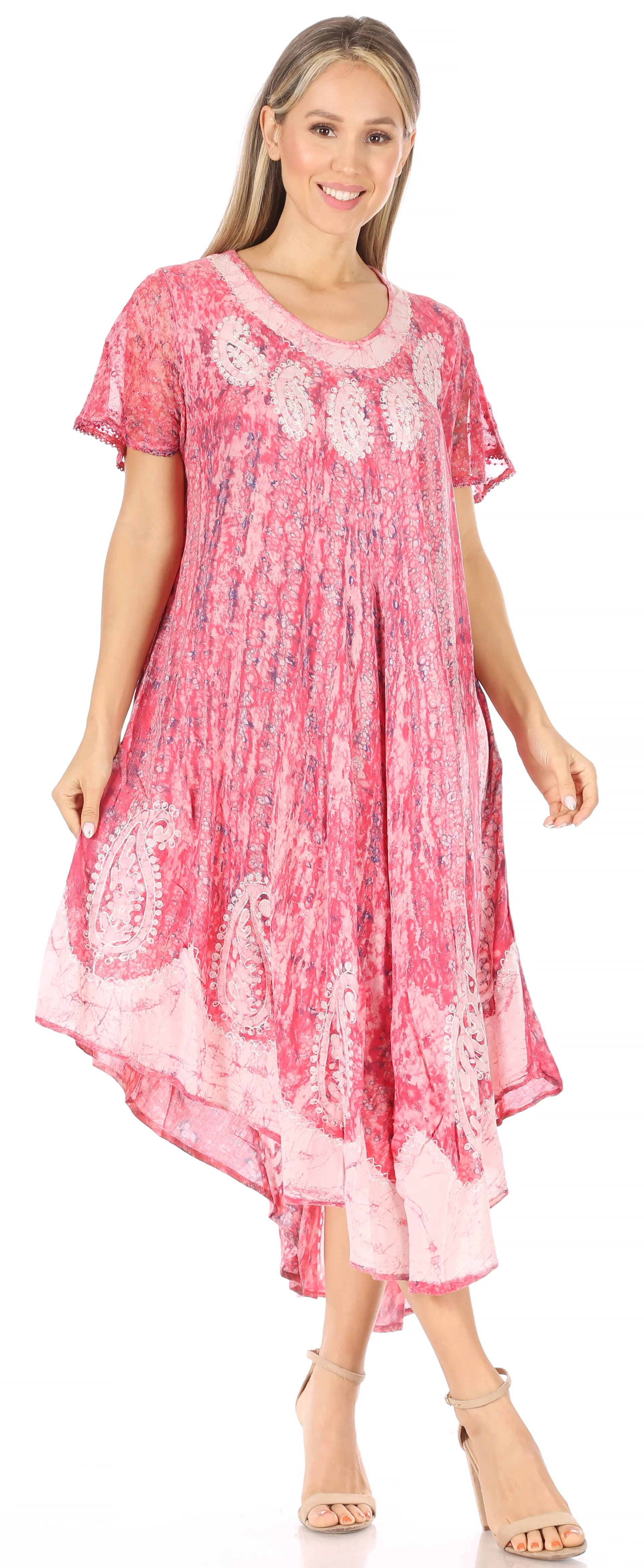Sakkas  Bree Long Embroidered Cap Sleeve Marbled Dress - Image 20