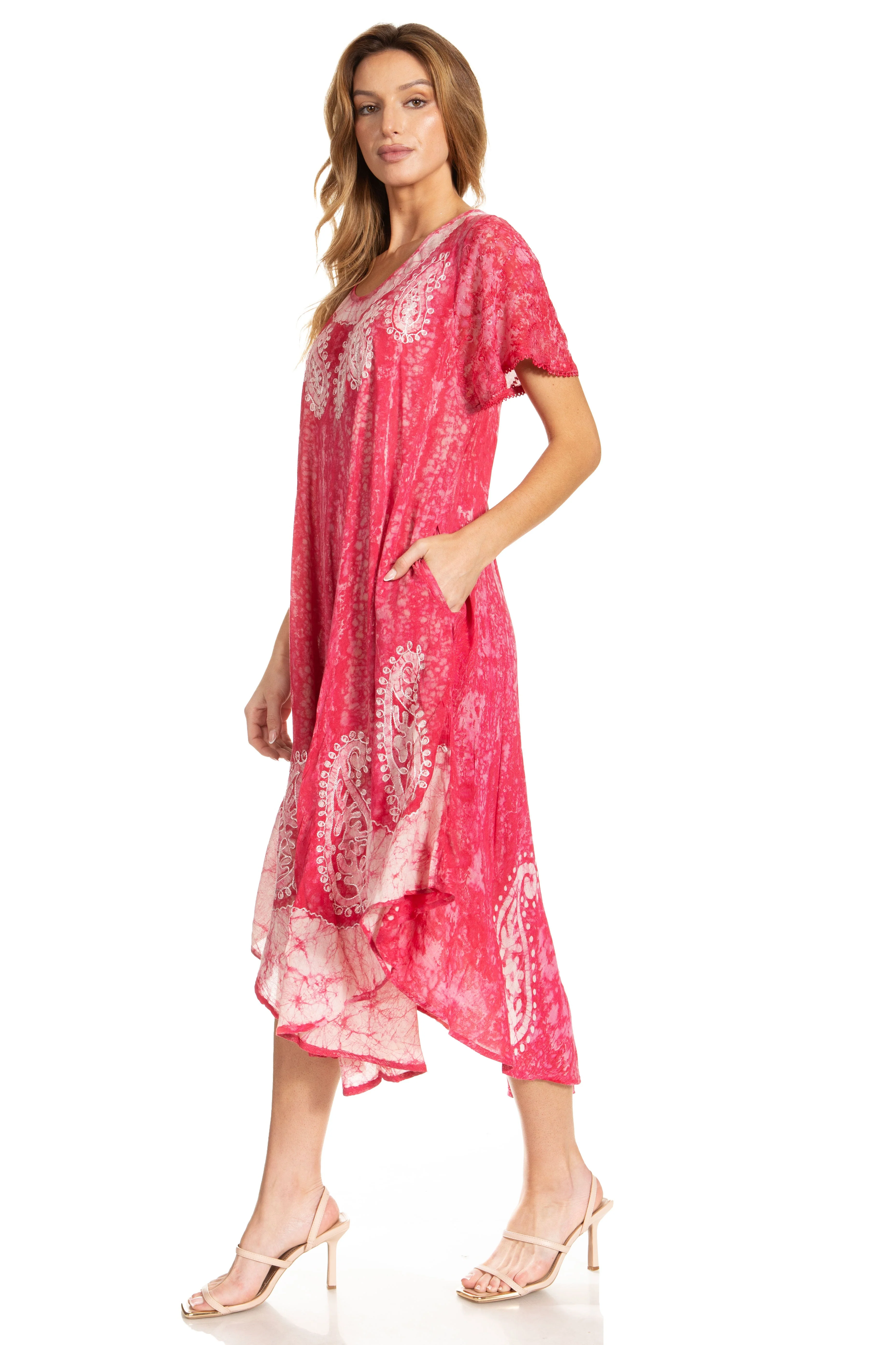 Sakkas  Bree Long Embroidered Cap Sleeve Marbled Dress - Image 28